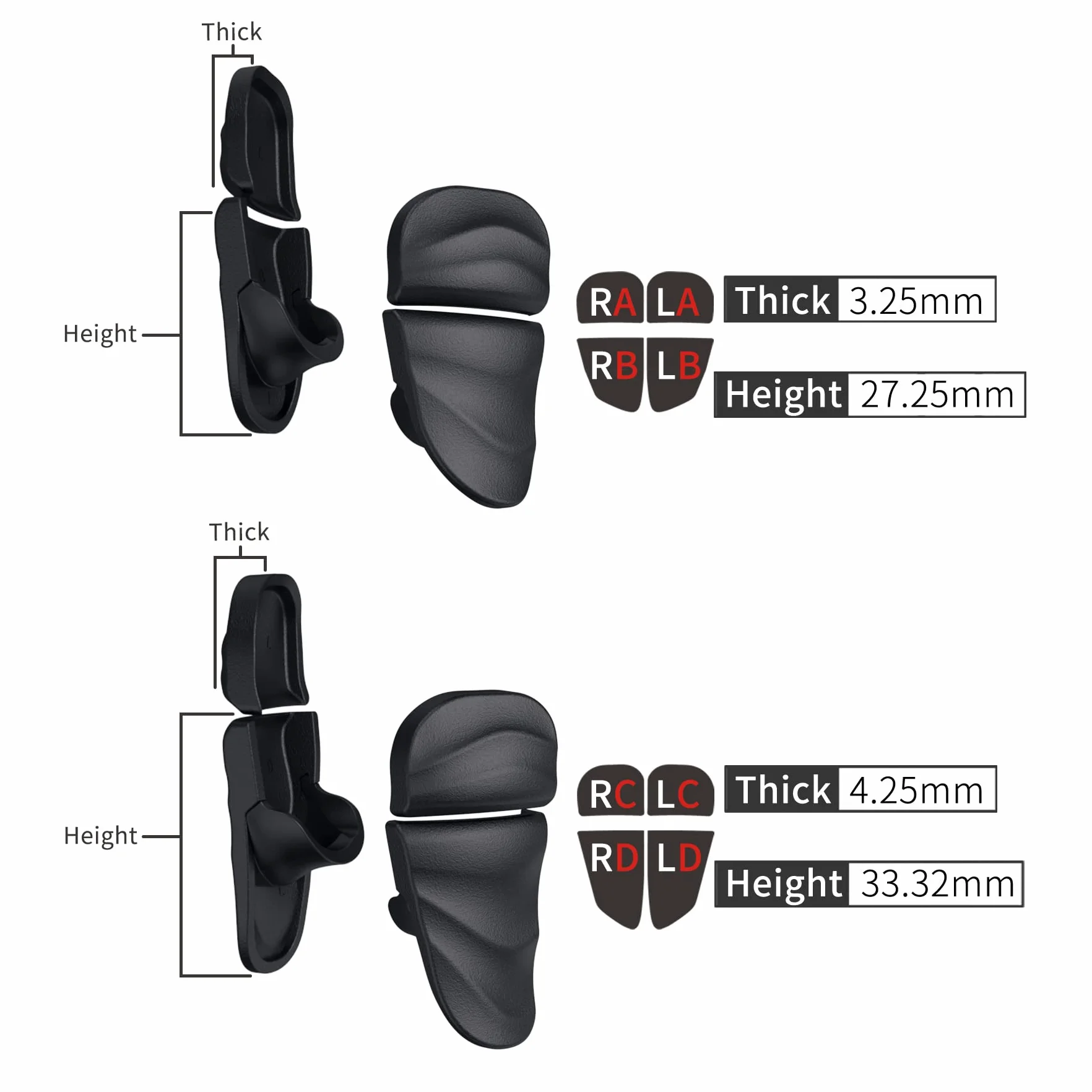 PlayVital DUNE 2 par Trigger Stop Shoulder Buttons Extension do ps5 Kontrolera,Przycisk Wyzwalacza do ps5 Edge Joystick Akcesoria,Przedłużacze Zderzaka do PS Portal-Czarny