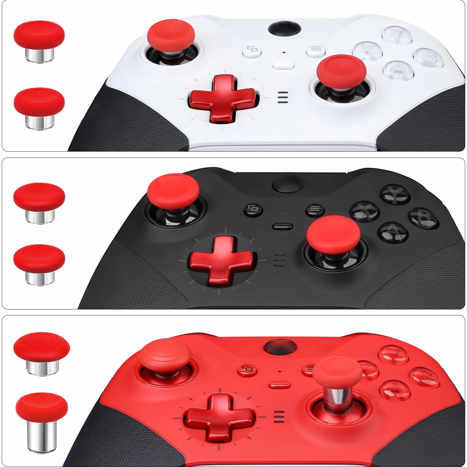 Magnetyczne metalowe joysticki zapasowe do kontrolera Xbox One Elite Series 2, zestaw kompatybilny z Xbox Elite Wireless Controller Series 2 Core (czerwone)