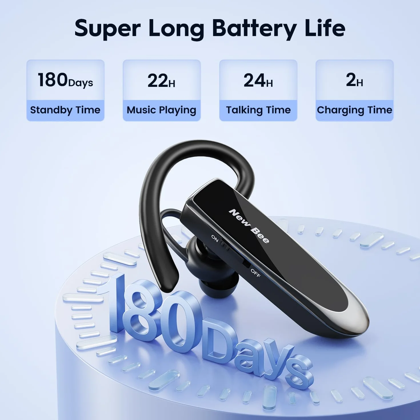 Bee Słuchawki Bluetooth V5.0 z Clear Voice Capture, do Telefonów iPhone, Samsung, Huawei, HTC, Sony itp.