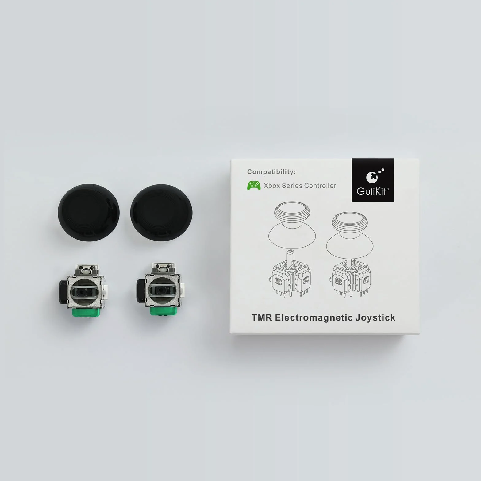 AKNES GuliKit TMR Elektromagnetyczne Joysticki do Kontrolera Xbox Series X/S, Akcesoria do wymiany drążków do Kontrolera Xbox Series X/S, Nasadki na kciuki w zestawie