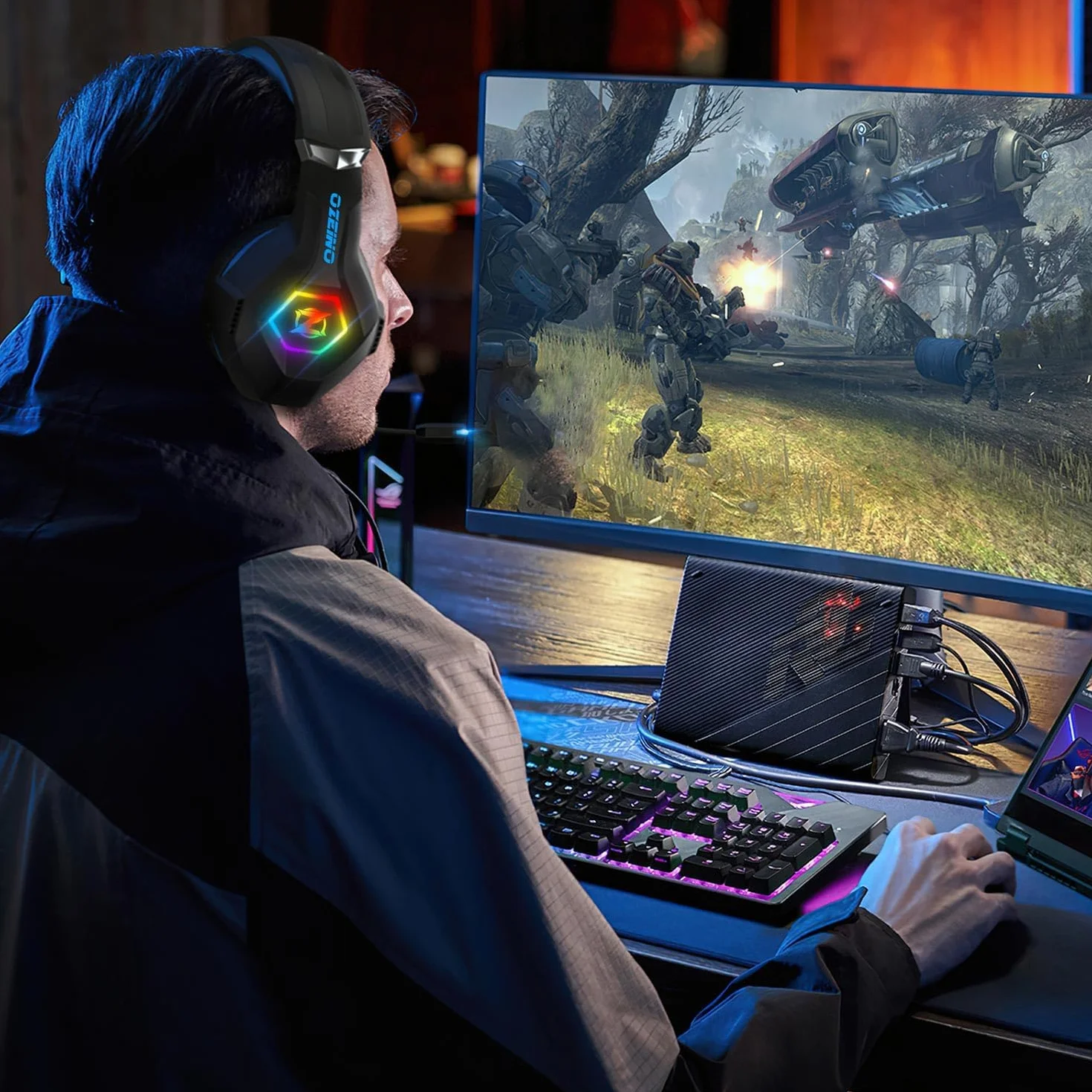 Zestaw słuchawkowy do gier stereo RGB z mikrofonem do PS4 PS5 PC Xbox One