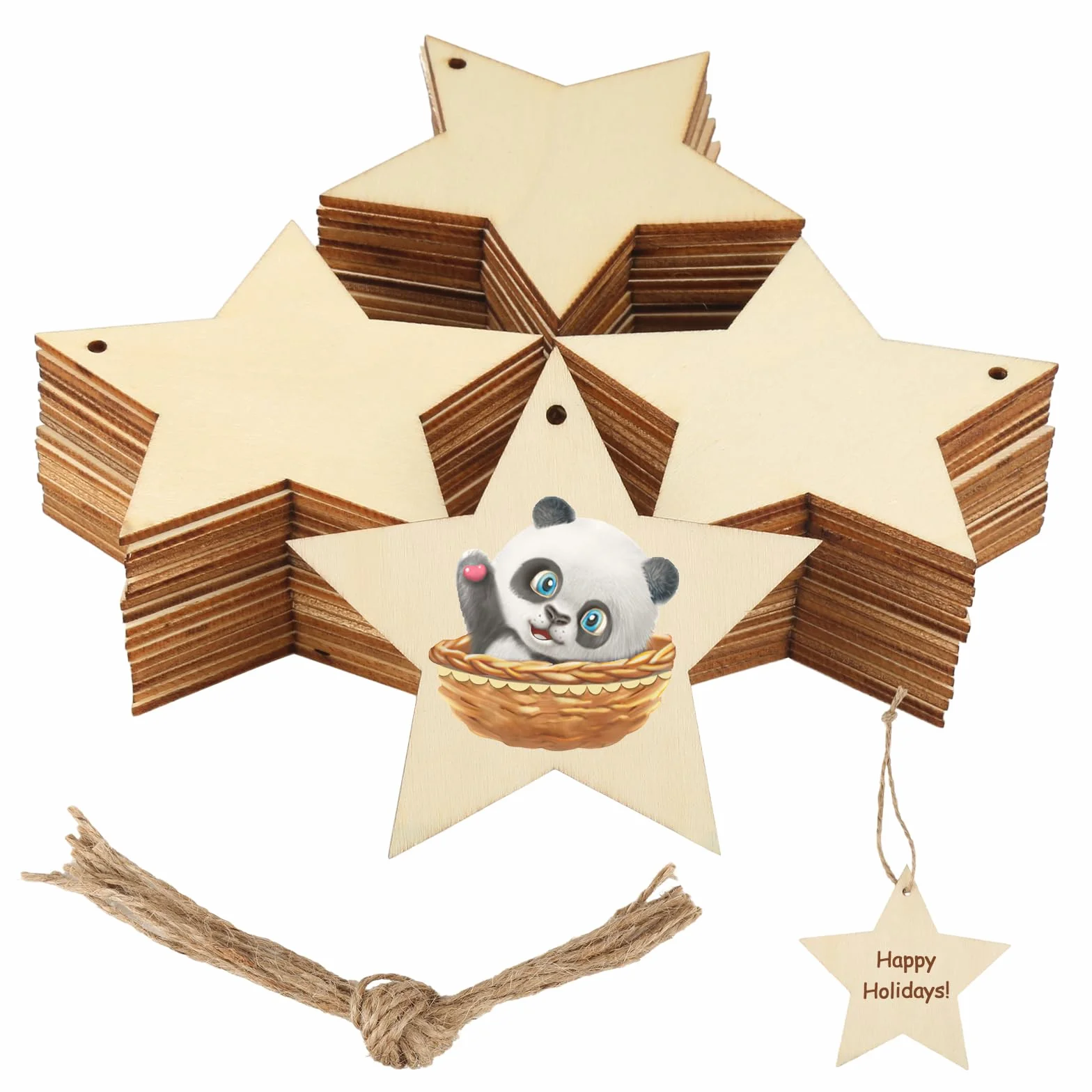 Drewniane gwiazdy 8 cm 50 sztuk do zawieszenia ozdoby choinkowe dekoracja weselna rękodzieło DIY