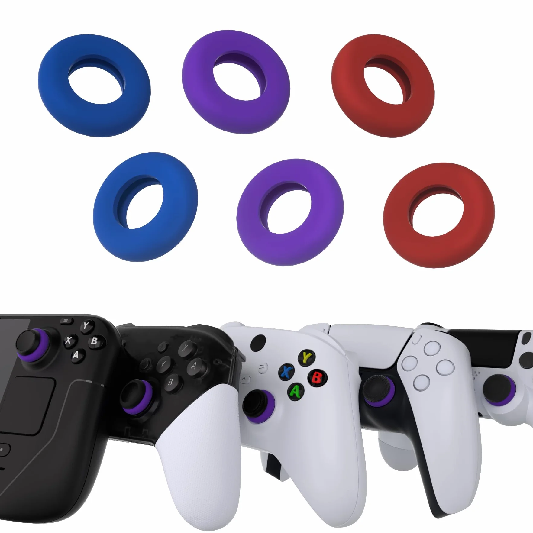 PlayVital 3 par Precision Rings do ps5/ps4 BuffeRings Silikonowe Pierścienie Assist Amortyzatory Thumbsticka do Xbox Series/One X S,do Xbox 360,do Switch Pro,do Steam Deck
