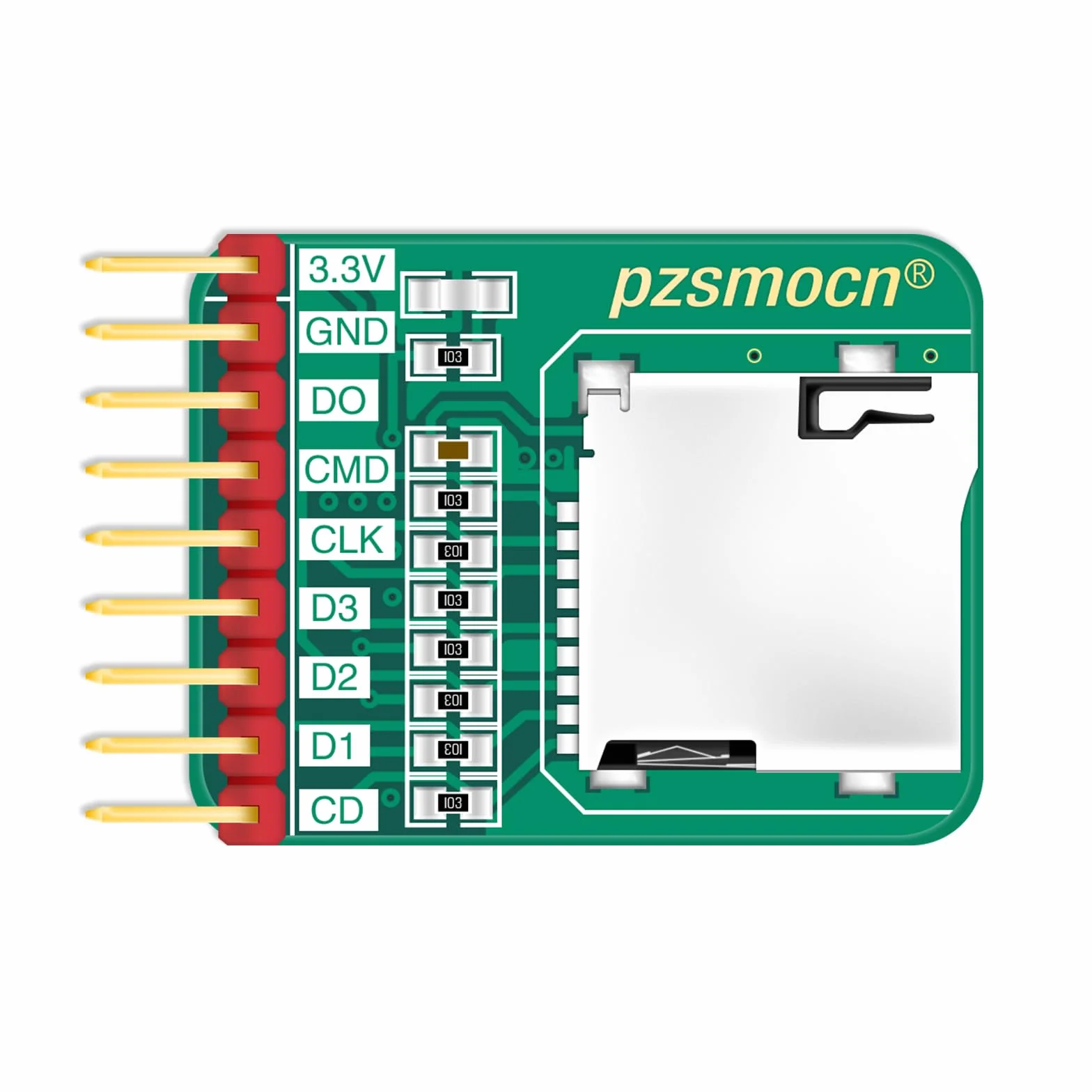 Moduł gniazda adaptera czytnika kart pamięci Micro-SD/TF (2 szt.) kompatybilny z Raspberry Pi i Arduino Board. do inteligentnych domów, biur, drukarki 3D i nauczania interakcji z robotami.