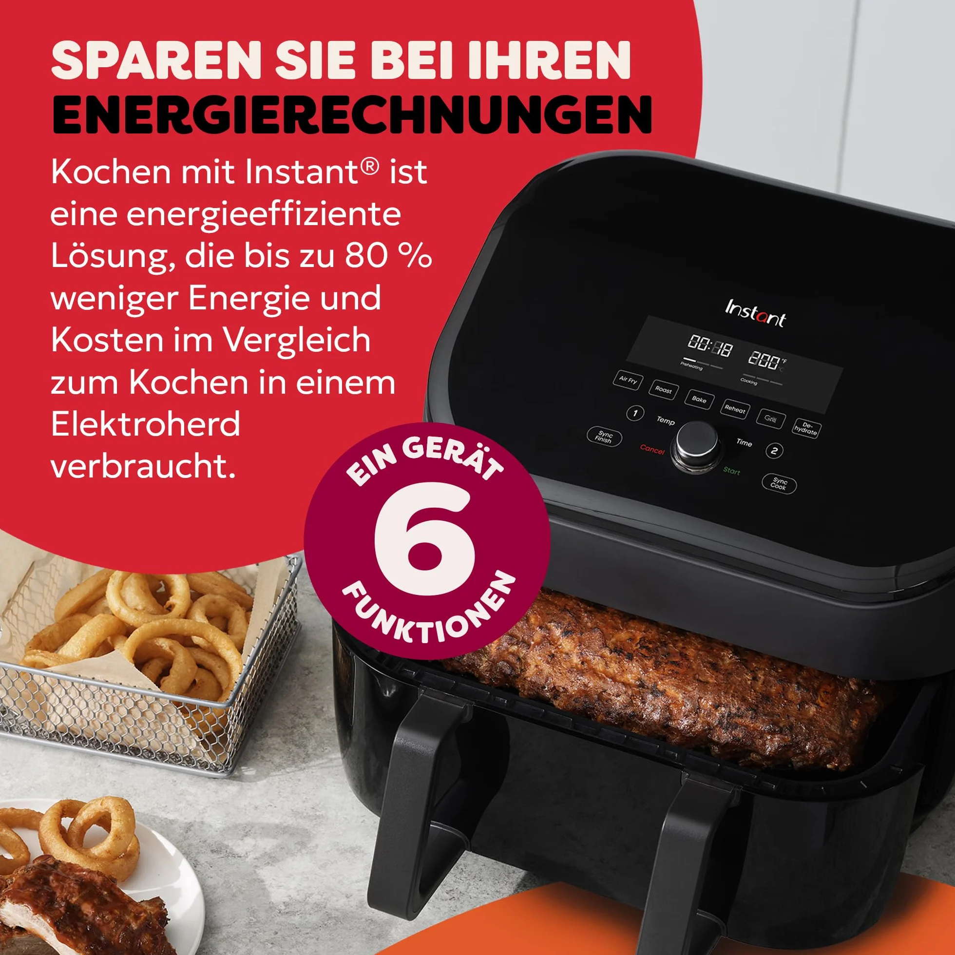 Frytkownica na gorące powietrze XXL ze stali nierdzewnej 8,5 l, inteligentne programy 8 w 1 smażenie pieczenie grillowanie