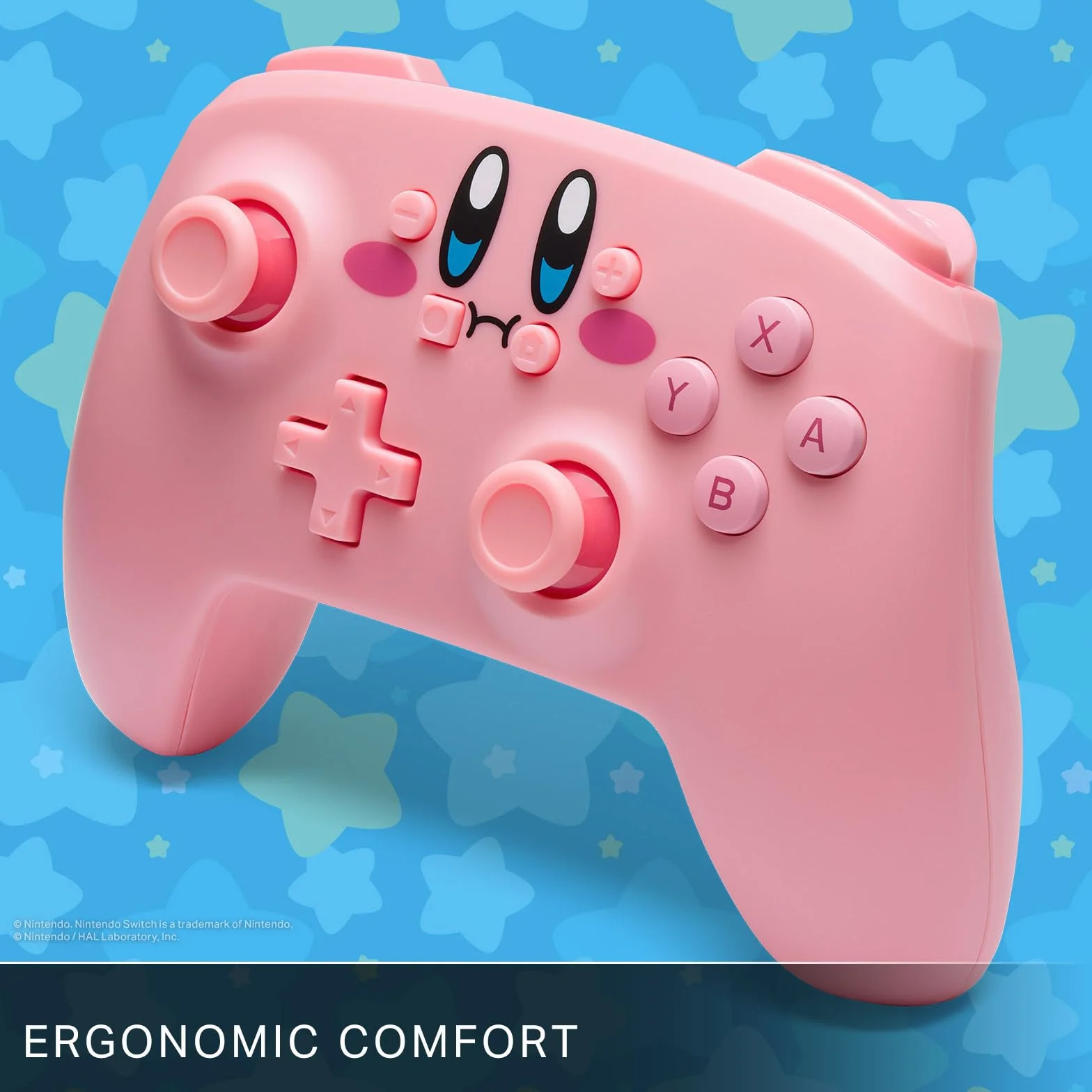 PowerA Kontroler bezprzewodowy do Nintendo Switch OLED - Kirby z pełną buzią, Gamepad Bluetooth, sterowanie ruchem, oficjalna licencja