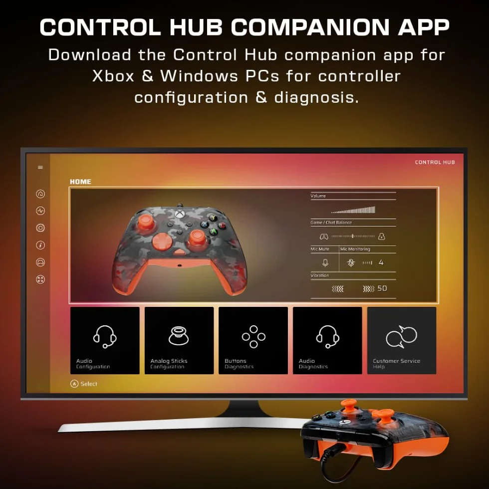 Turtle Beach Rematch Core Ghost Black Camo/Orange Wired – licencjonowany do Xbox Series X i S, Xbox One i komputerów z systemem Windows