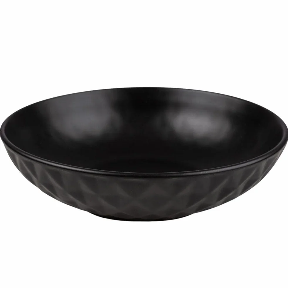 NAVA SOHO Classic ceramiczny talerz do zupy, talerz głęboki, czarny do serwowania obiadu, zupy, 20 cm, 1 l