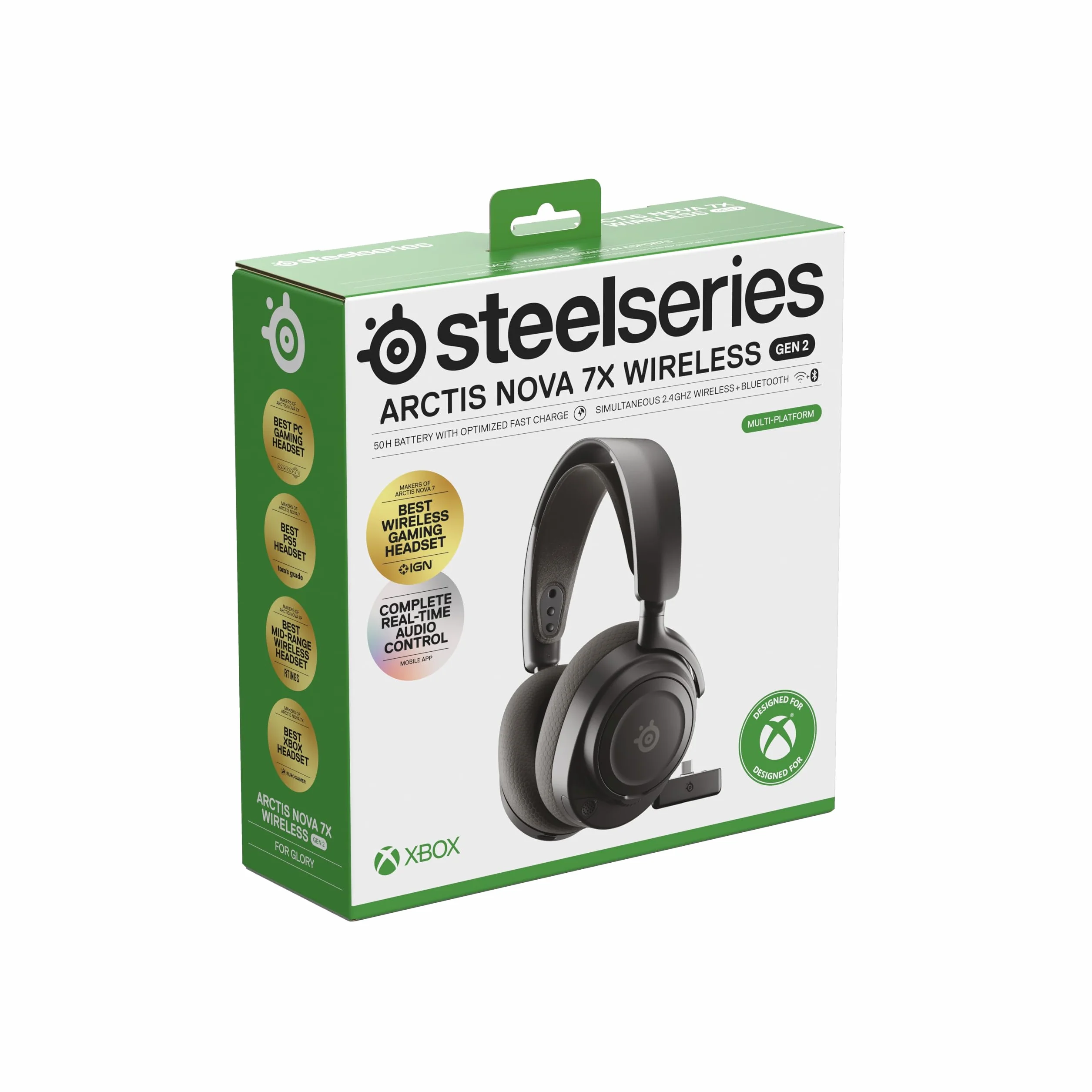 SteelSeries Arctis Nova 7X Wireless Gen 2 do gier -sterowanie aplikacją w czasie rzeczywistym - 50H + -przetworniki magnetyczne z magnesem neodymowym -miks 2,4 GHz/Bluetooth-Xbox,PS5,Switch 1/2,mobile