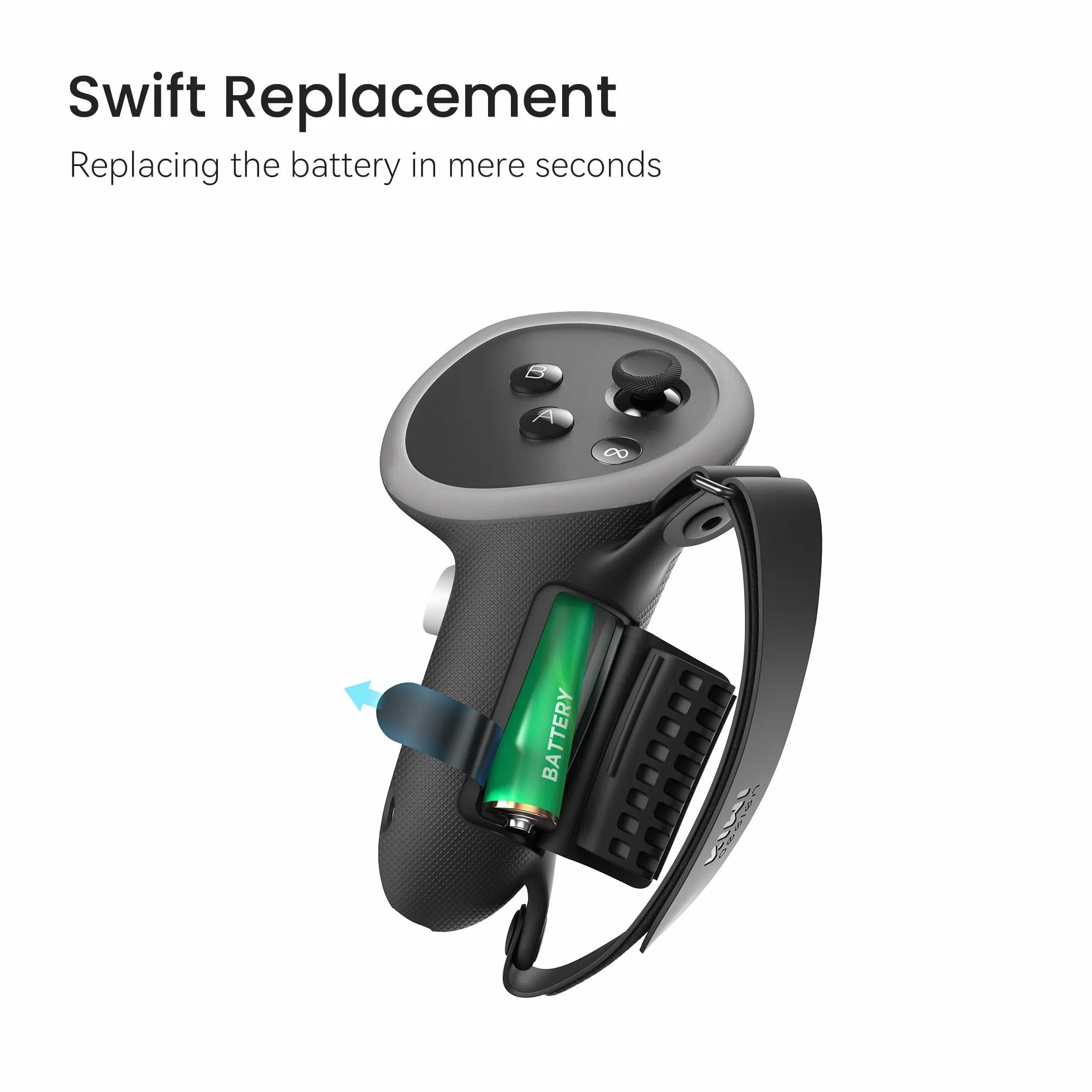 KIWI design Uchwyty kontrolera Comfort kompatybilne z akcesoriami Meta Quest 3S/Quest 3, pasek na rękę z otworem na akumulator
