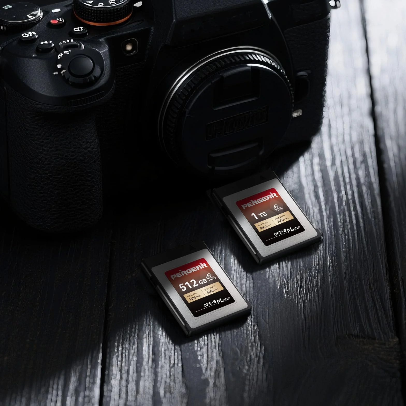 Pergear Karty pamięci 512 GB CFexpress 4.0 typu B, prędkość odczytu do 3500 MB/s i prędkość zapisu 3400 MB/s do nagrywania wideo 8K Raw (seria Master), kompatybilne z aparatami DSLR R3/R5/R5C/Z8/Z9/Z7