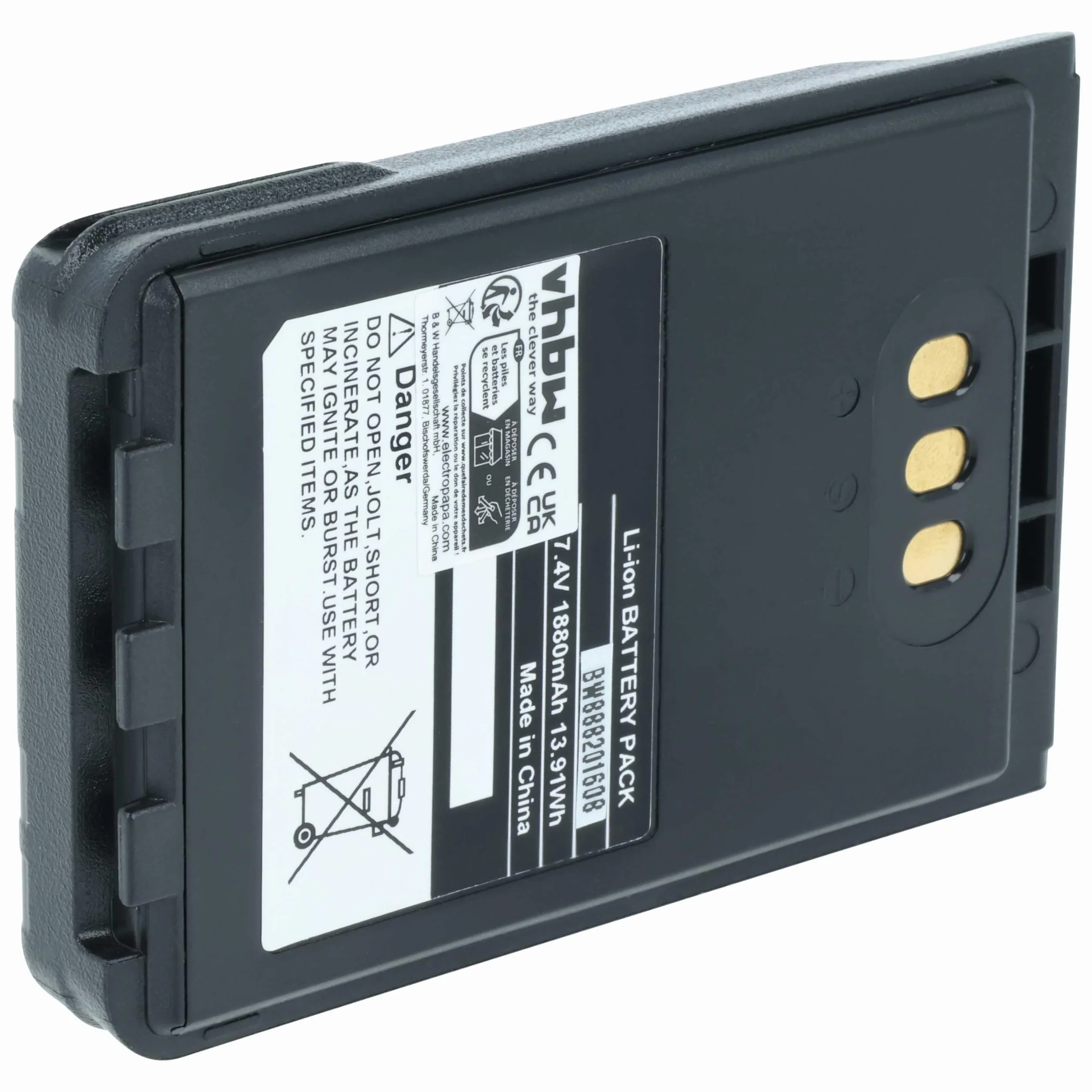 vhbw 1 x akumulator zamienny do Icom BP-271, BP-272Li do krótkofalówki, Walkie Talkie (1880 mAh, 7,4 V, Li-Ion)