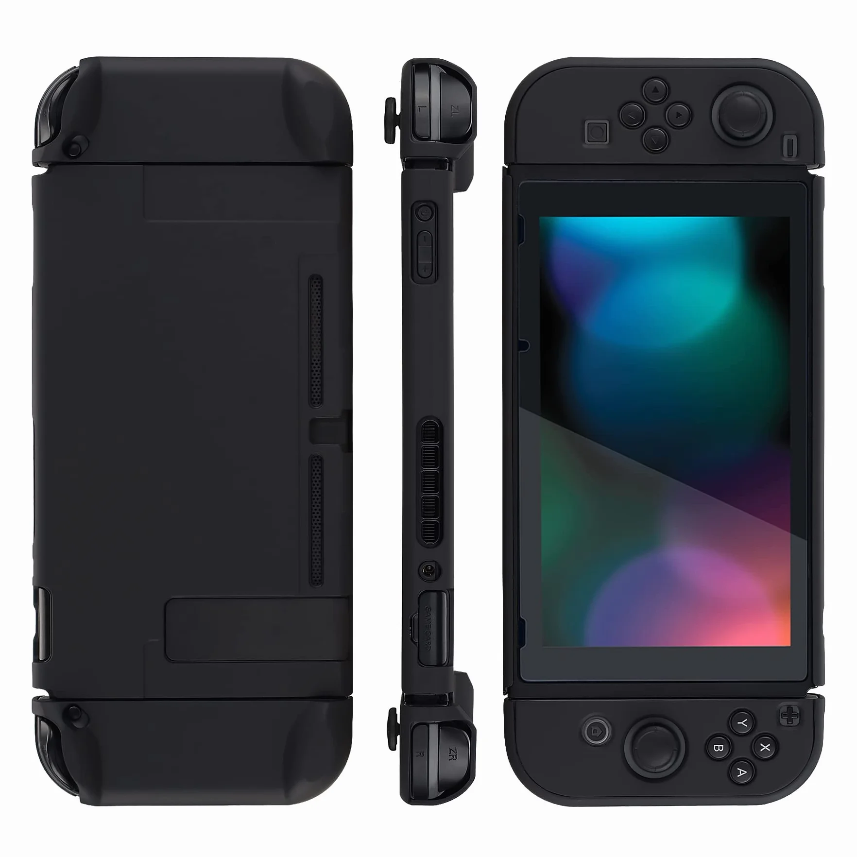 eXtremeRate PlayVital Etui Ochronny na Konsolę do Switch,NS Switch Joycon Odpinany Twardy Futerał Ochronny do Switch,Możliwość Dokowania Obudowa do Switch-Czarny