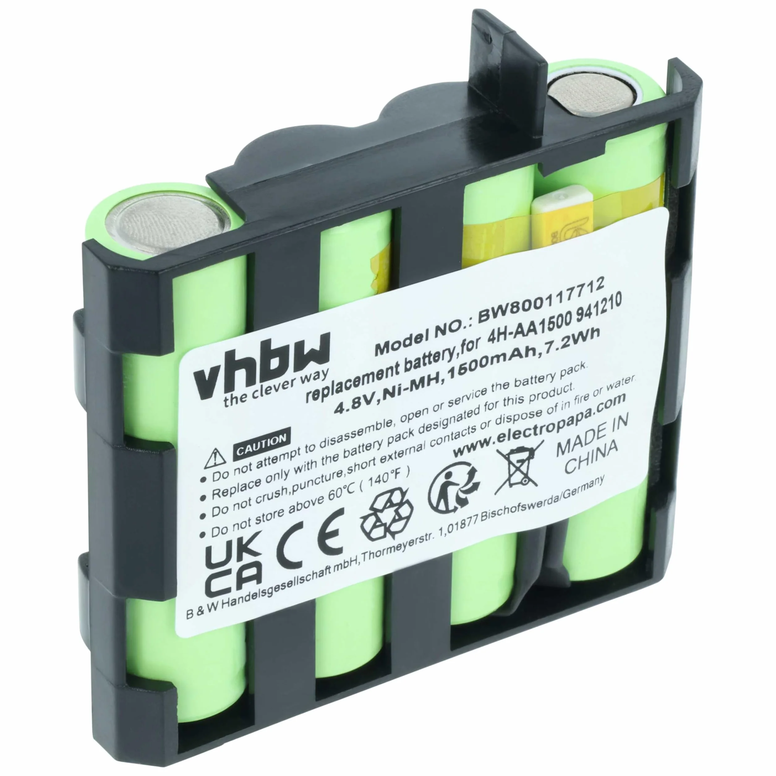 vhbw Akumulator kompatybilny ze stymulatorem mięśni Compex - zastępuje Compex 4H-AA1500, 941210, 941213 - (NiMH, 1500 mAh, 4,8 V) - akumulator, akumulator zastępczy
