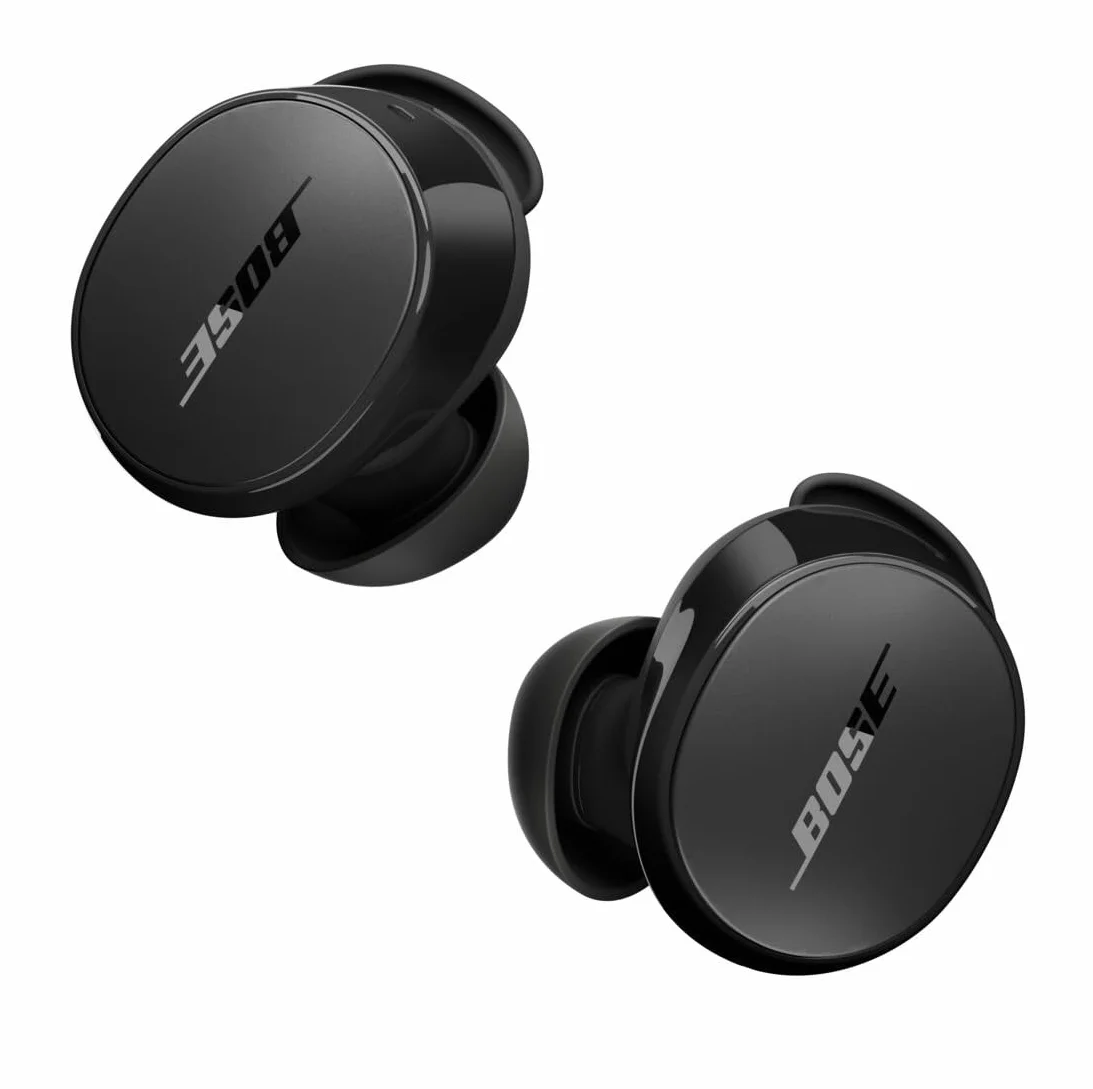 Bose QuietComfort bezprzewodowe słuchawki douszne z redukcją szumów, Lifestylowe słuchawki douszne Bluetooth z aktywną redukcją szumów, Do 8,5 godziny pracy na jednym ładowaniu, Czarny