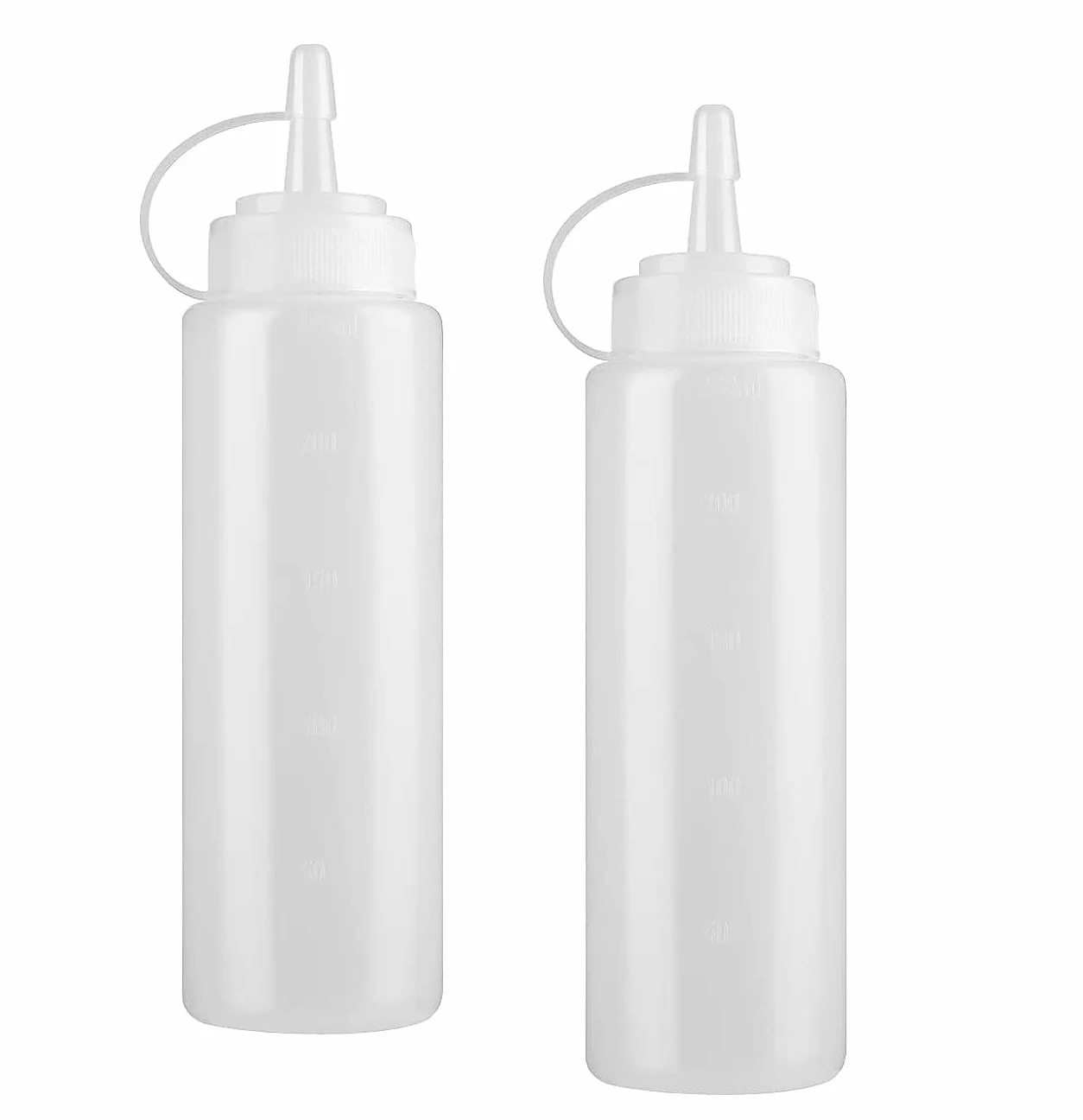 Plastikowa butelka z dozownikiem, 2 szt. Butelka z dozownikiem z zakrętkami 8 uncji, przezroczysta butelka z dozownikiem do keczupu musztardy Mayo gorące sosy oliwa z oliwek 250 ml