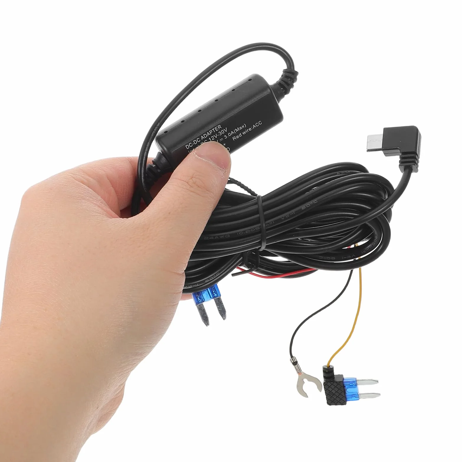 Okablowania Do Kamery Samochodowej Żyłowym Przewodem Acc Kabel Zasilający Usb-c Do Dashcam Stabilne Zasilanie i Ciągłe Nagrywanie Kompatybilny z Większością Pojazdów