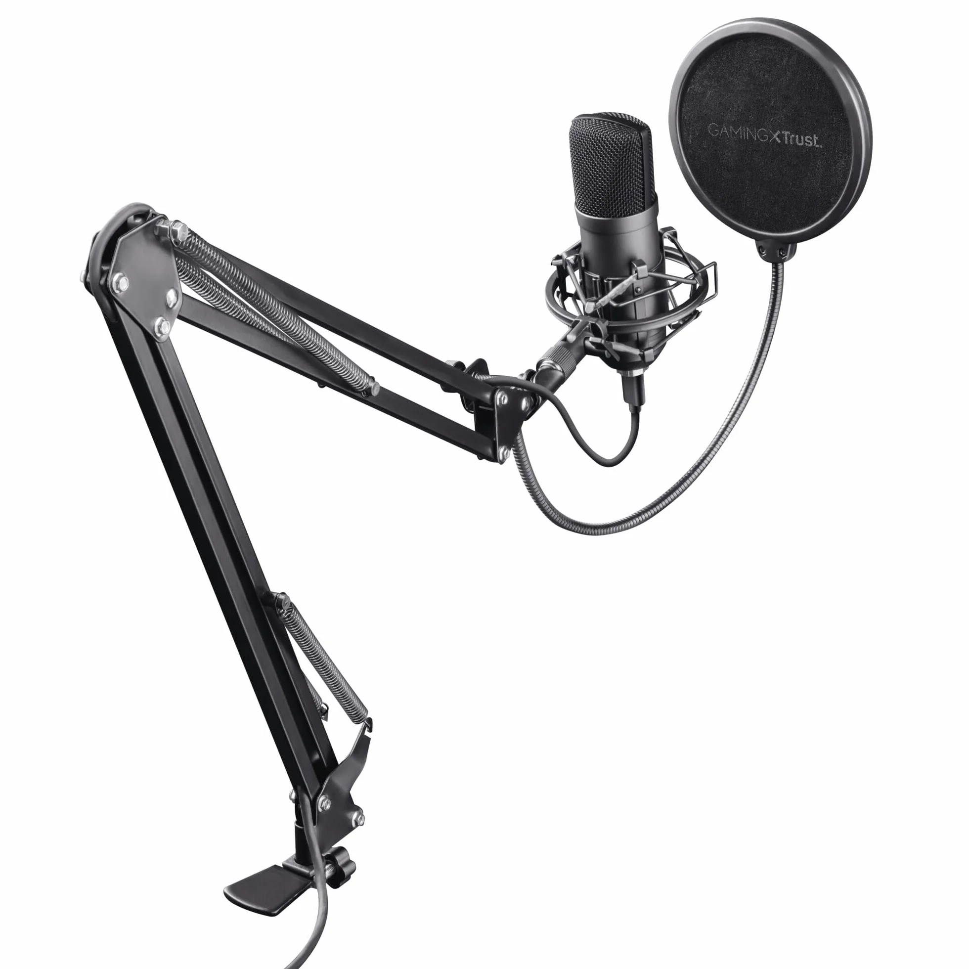 Trust Gaming GXT 252+ Emita Profesjonalny Mikrofon Studyjny USB z Ramieniem, Pop Filter, Kosz Antywibracyjny