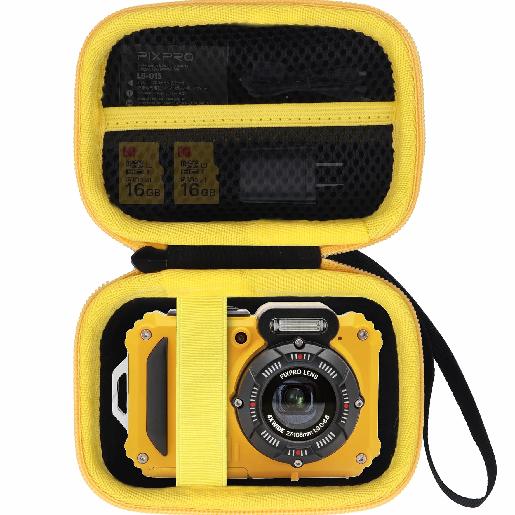 Twarde etui ochronne kompatybilne z Kodak Pixpro WPZ2 Kompaktowy cyfrowy aparat fotograficzny, Czarny+żółty, pokrowiec