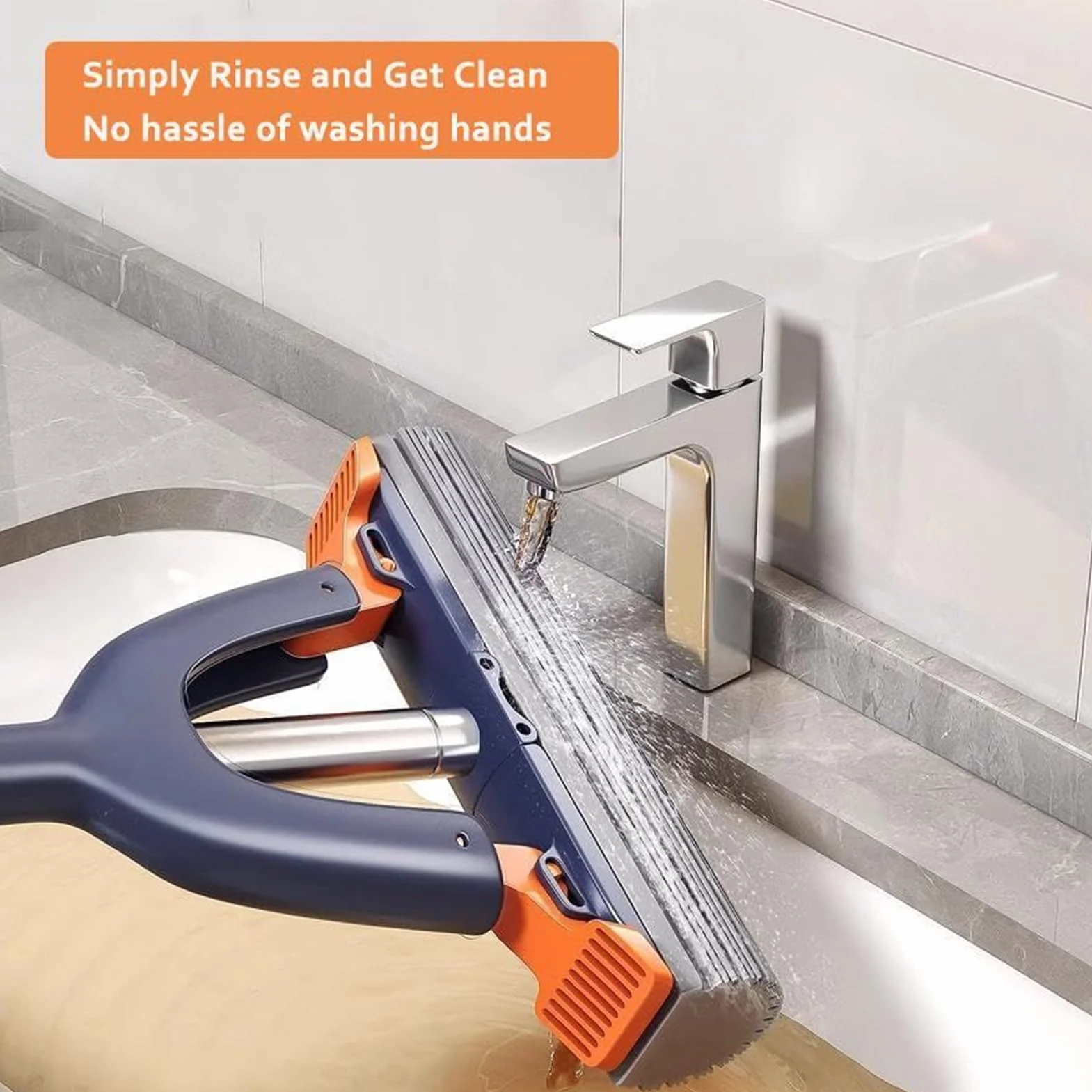 Portable Self-Squeeze Sponge Mop, Highly Absorbent Short Handle Floor Cleaner, Perfect For Tile Glass Bathroom Hotels Desktops And Travel Cleaning, 14.96 X 7.87 X 1.77 In