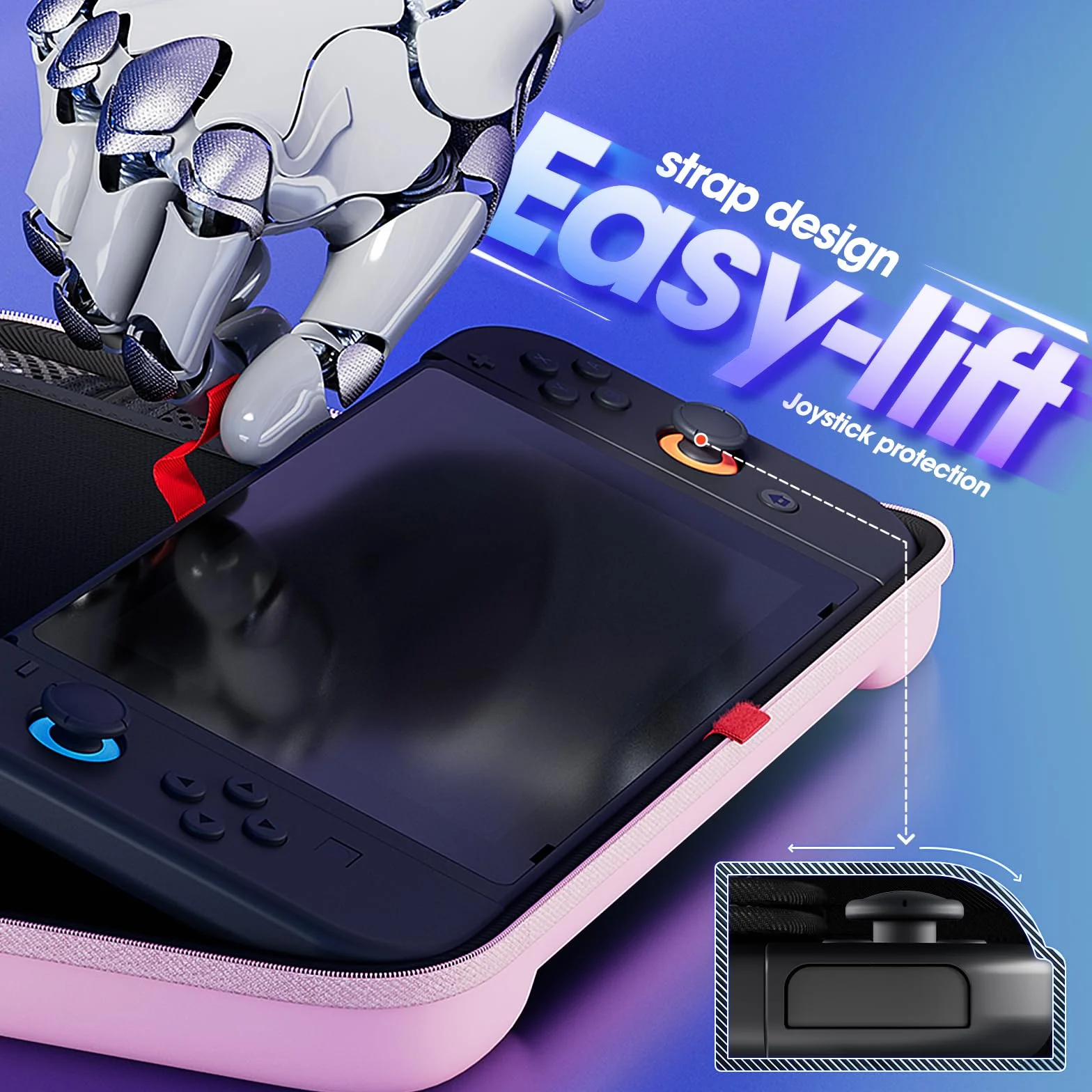 ProCase Tragetasche für 2025 Nintendo Switch 2, z 24 gniazdami na karty, twarda torba podróżna na konsolę - różowa, standardowa