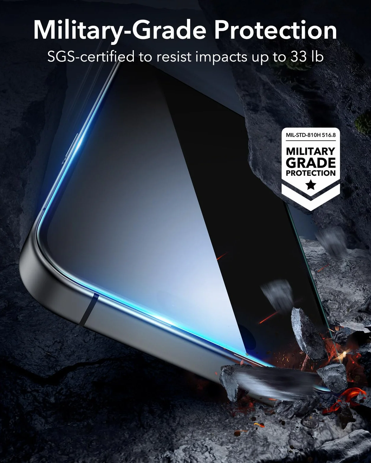ESR iPhone 15 folia ochronna na wyświetlacz ze szkła pancernego, 3 folie ochronne na wyświetlacz, zakrzywione krawędzie 2,5D, pełna ochrona wojskowa, ochrona przed zadrapaniami