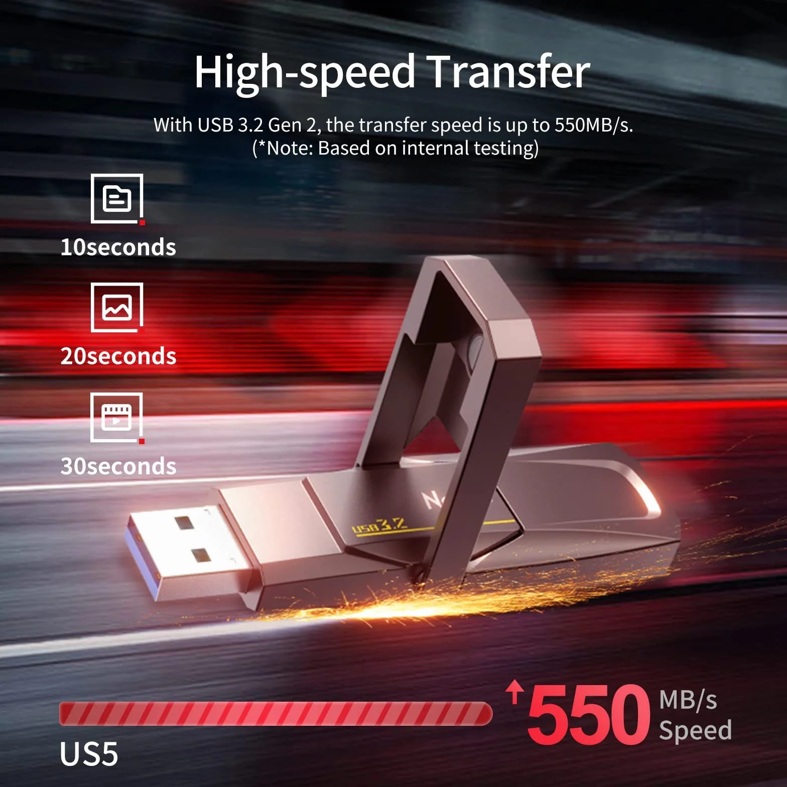 Netac US5 128 GB Solid USB State Drive Przenośny dysk SSD typu c i USB 3.2 Podwójny interfejs prędkości do 550 MB/s dla smartfonów i komputerów Notebook