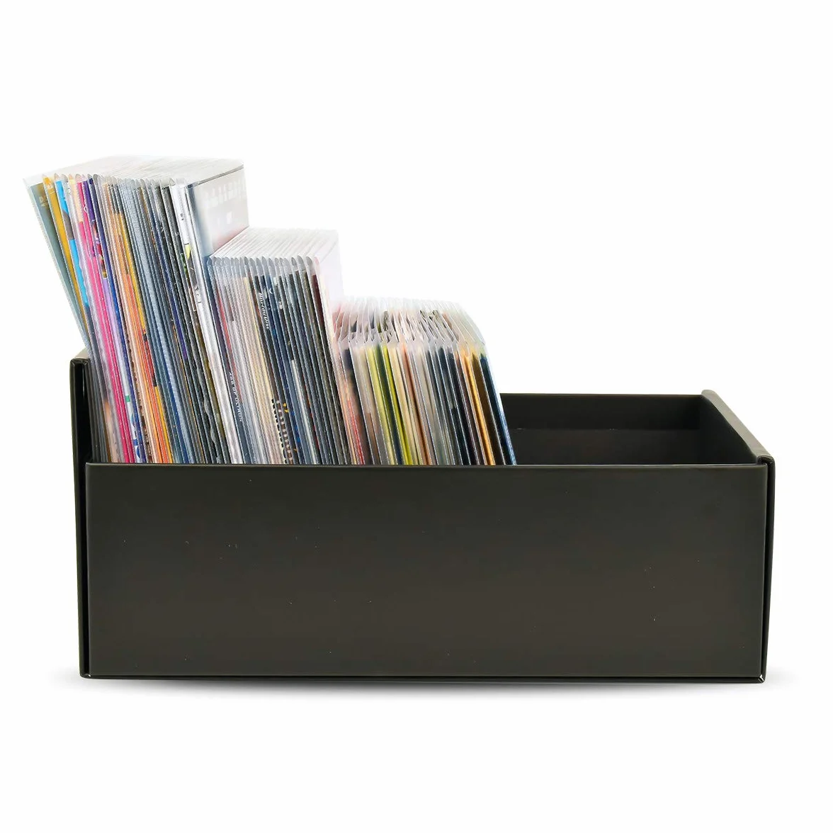 3L Pudełko do przechowywania płyt DVD, CD i Blu-ray – praktyczny i zajmujący mało miejsca system przechowywania – czarne – 10290