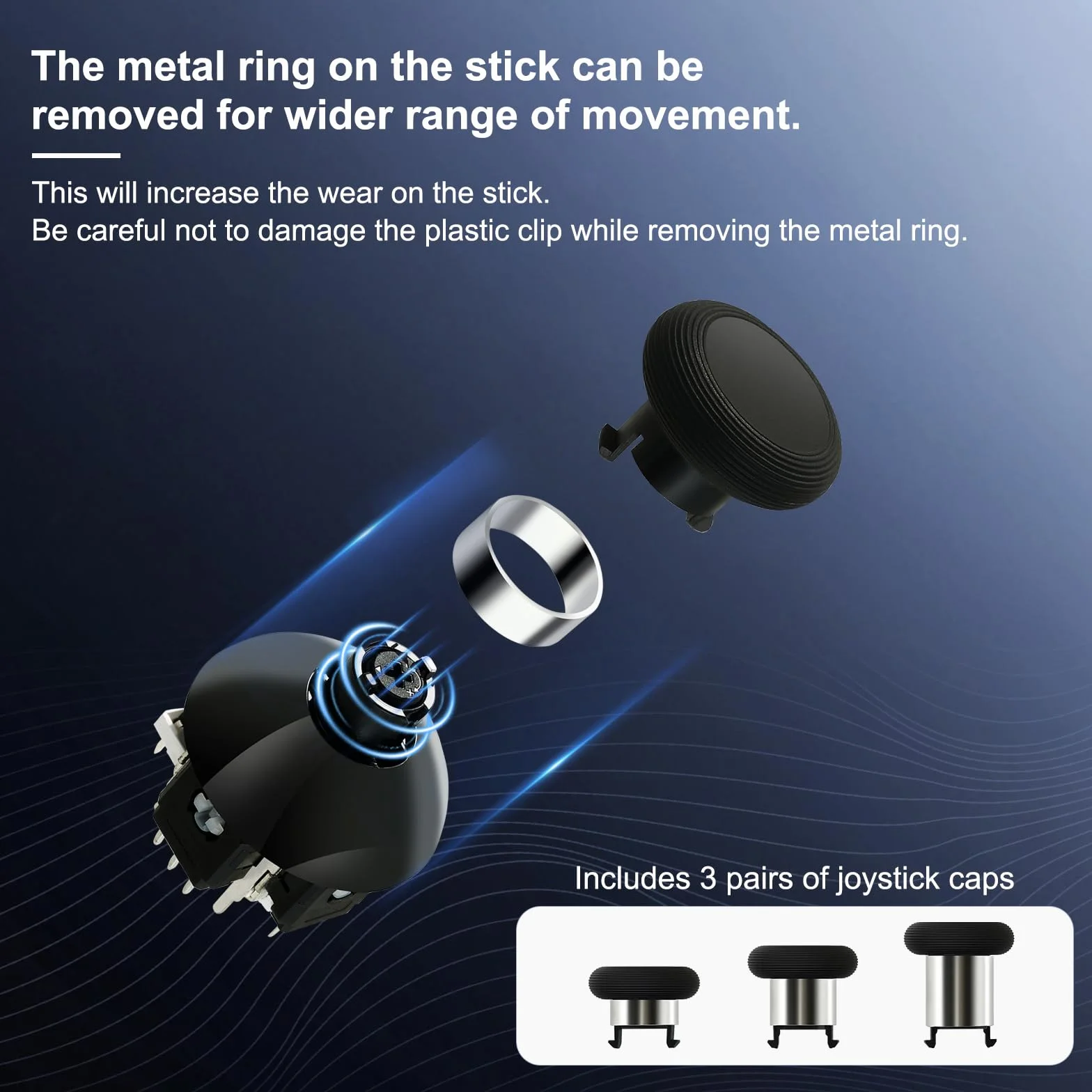 AKNES GuliKit Elektromagnetyczne Joysticki TMR dla kontrolera DualSense PS5 / DualSense Edge (PS5 Edge), Wymienne drążki z regulacją napięcia 720°, z 3 parami nakładek o różnych wysokościach