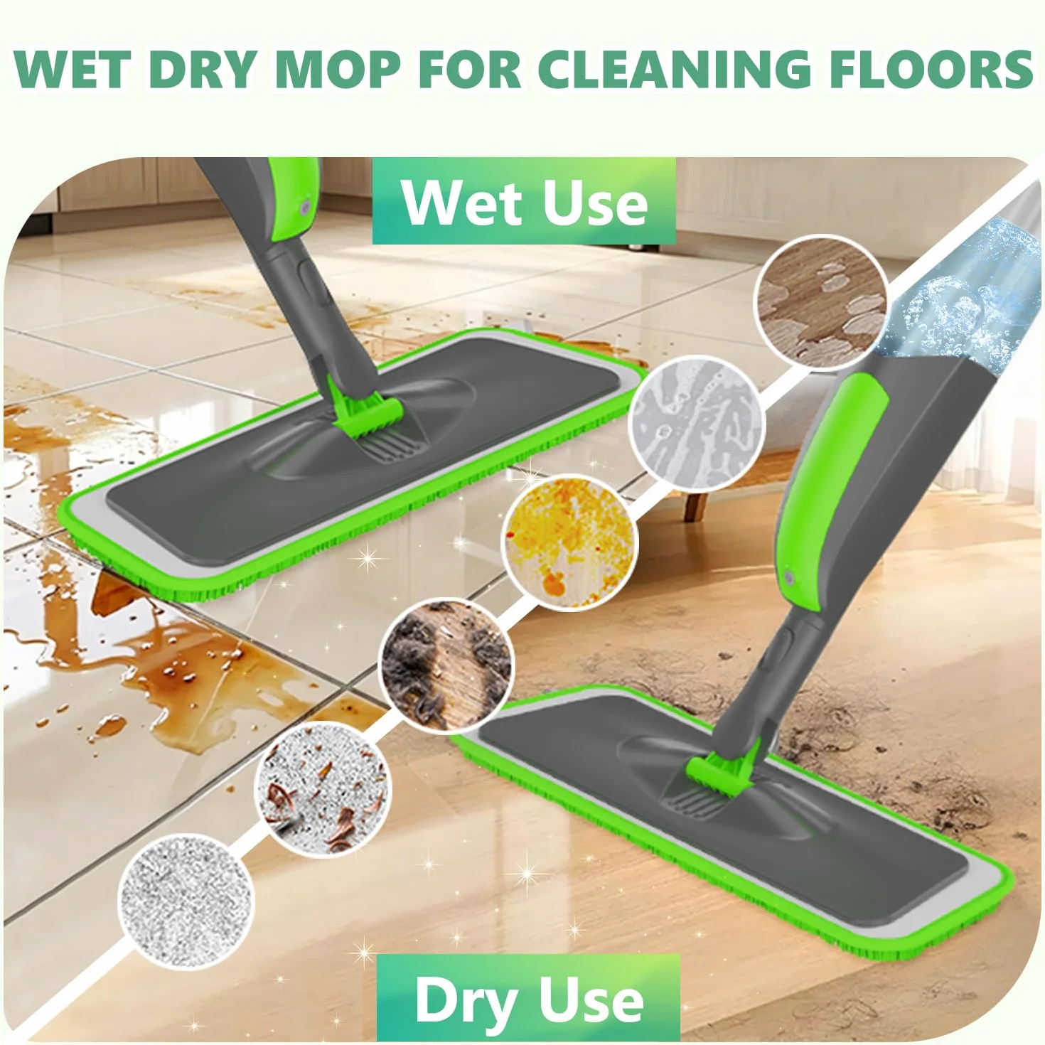 Mop podłogowy z mikrofibry 3 podkładki 550 ml