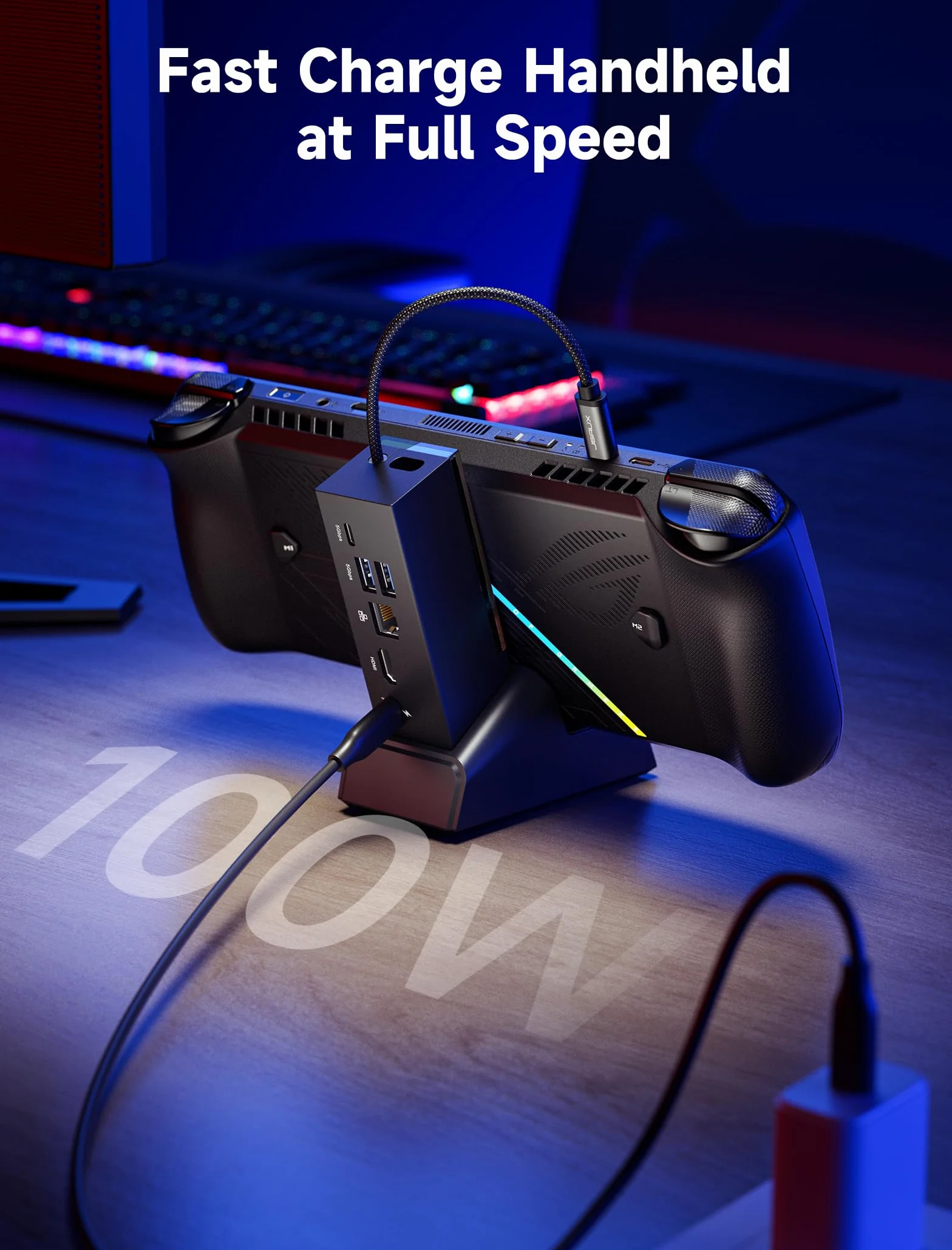 JSAUX Stacja dokująca kompatybilny z ROG Xbox Ally X (2025)/ROG Ally X/ROG Ally/Steam Deck/Legion Go S, 6 w 1 Dock z HDMI 4K@120Hz, Gigabit Ethernet, USB A i USB C 3.2 Gen 1, ładowanie PD 100W-HB0609