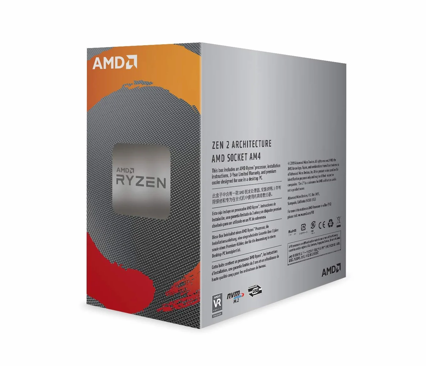 Procesor AMD Ryzen 5 3600 (6 rdzeni/12wątków, 65W TDP, gniazdo AM4, 35 MB pamięci podręcznej, do 4.1 GHz w trybie Max w trybie Max Boost, system chłodzenia Wraith Stealth)