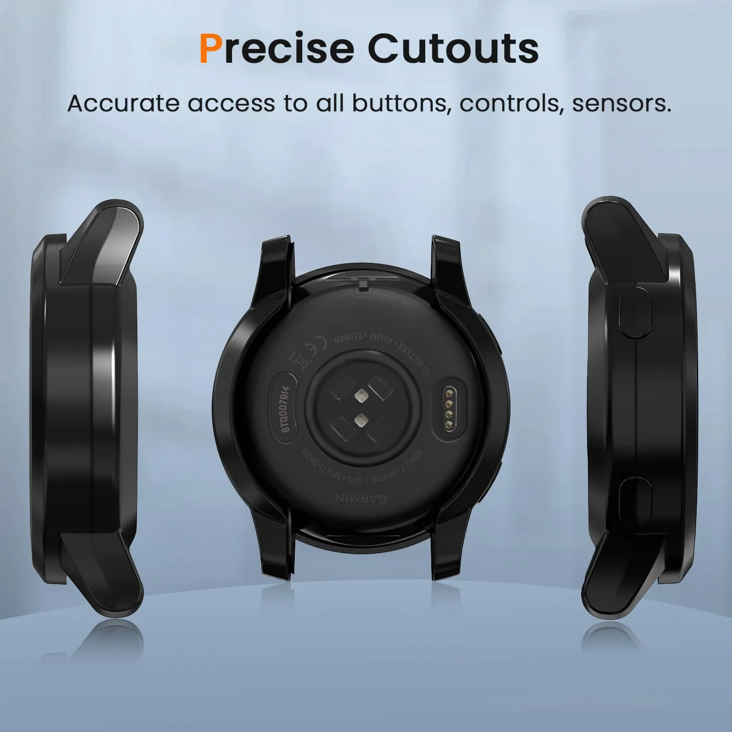ivoler 3 sztuki etui z osłoną ekranu do Garmin Vivoactive 4 45 mm / Garmin Venu 2 45 mm, pełne etui ochronne z miękkiego TPU, cienkie, odporne na zarysowania etui (2 przezroczyste i 1 czarne)