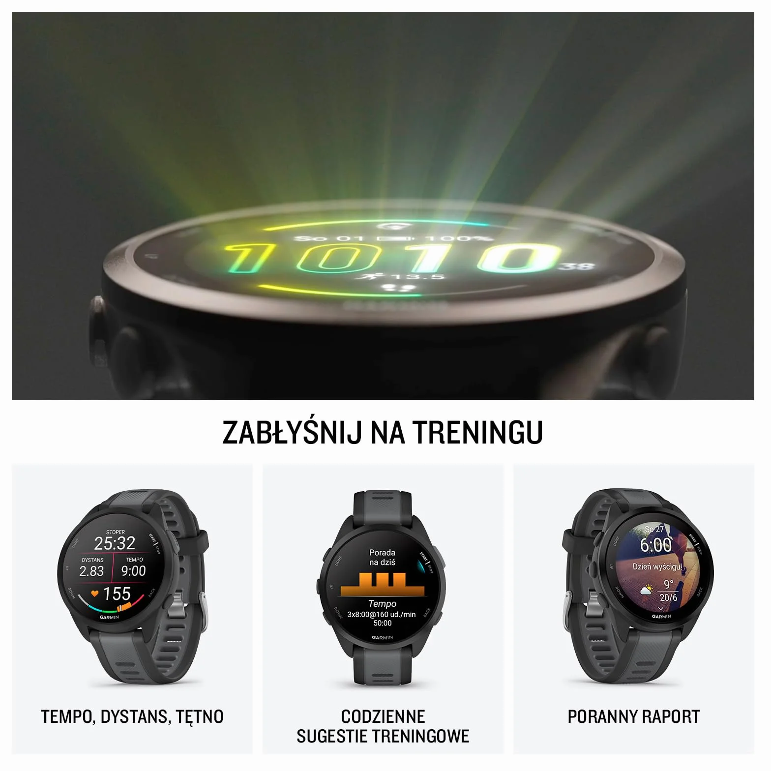 Garmin Forerunner 165 Smartwatch do Biegania GPS AMOLED Czarny