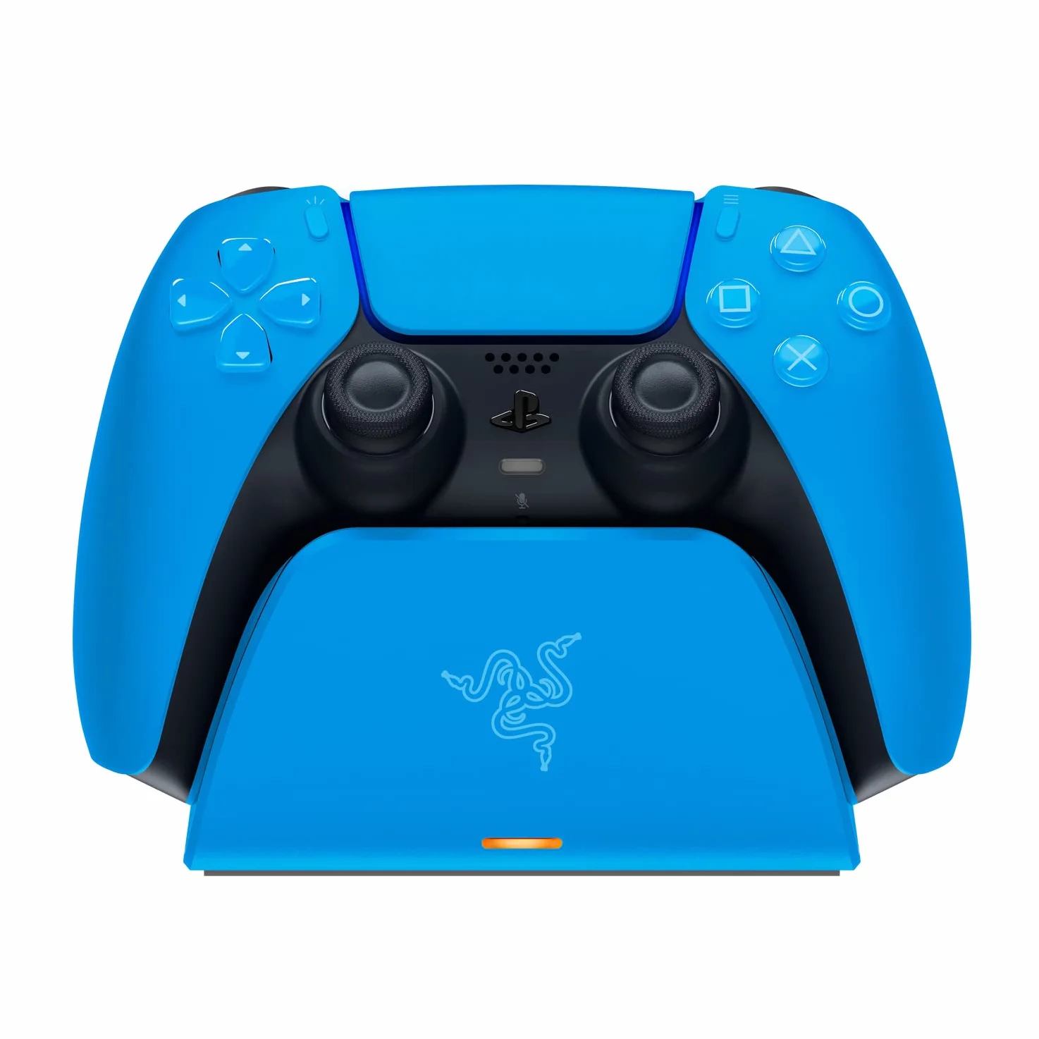 Razer Stacja do szybkiego ładowania – stacja szybkiego ładowania do kontrolera PS5 (szybkie ładowanie, zakrzywiona konstrukcja obudowy, obsługa jedną ręką, ładowanie przez USB), niebieska