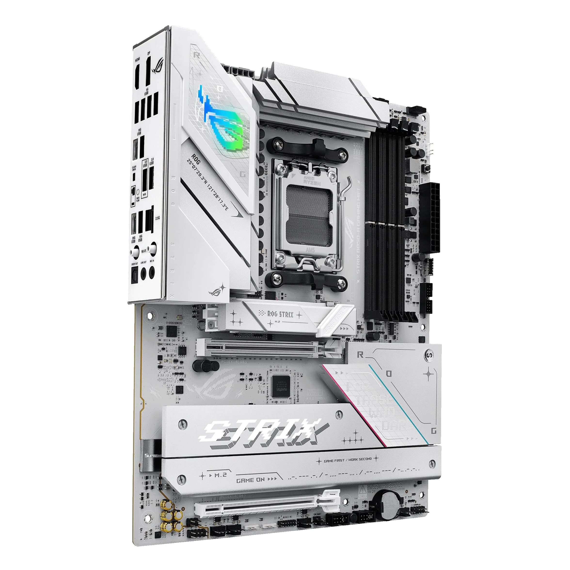 ASUS ROG Strix B850-A do gier WiFi, płyta główna AMD ATX, 14+2+2 fazy zasilania, gniazdo DDR5, PCIe 5.0 z gniazdem Q-Release, 4 gniazda M.2, WiFi 7 z anteną Q, AI Advisor, AI Networking II