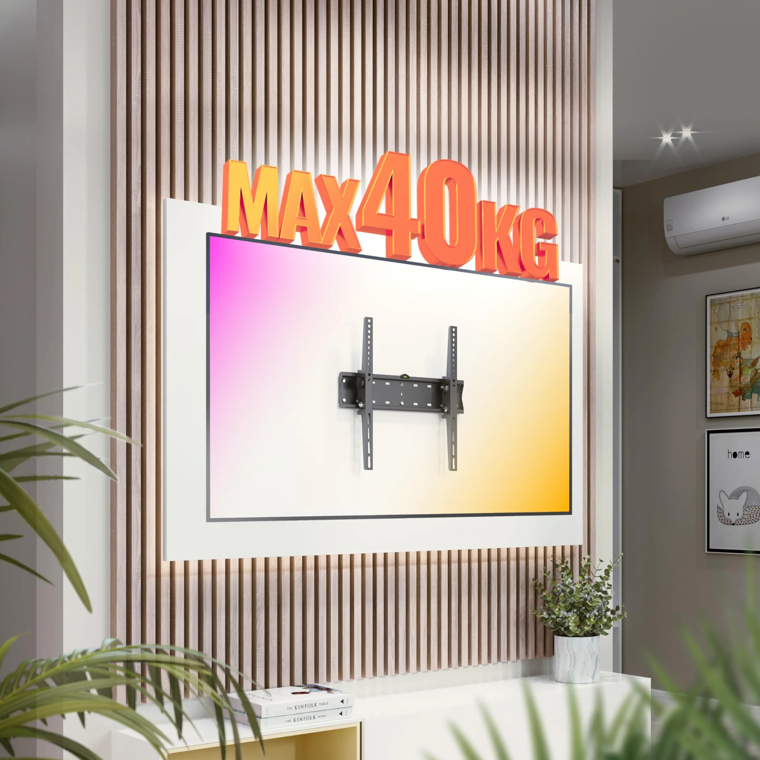 RICOO Uchwyt ścienny do telewizora, płaski pochylony do 32-65 cali, uniwersalny uchwyt TV N2144, uchwyt na telewizor na ścianę, uchwyt ścienny do telewizora 55 cali, do 40 kg z maks. VESA 400 x 400 mm