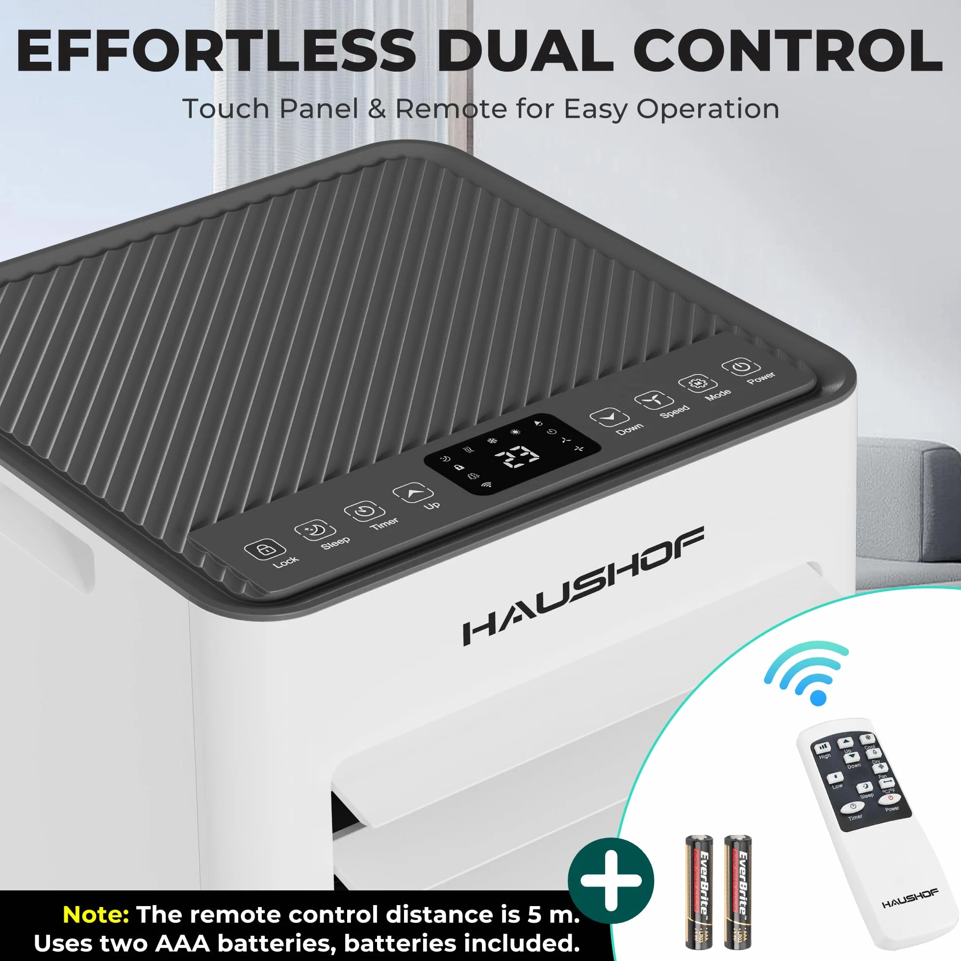 HAUSHOF klimatyzator mobilny 9000 BTU 4 w 1 chłodzenie osuszacz do 33 m²