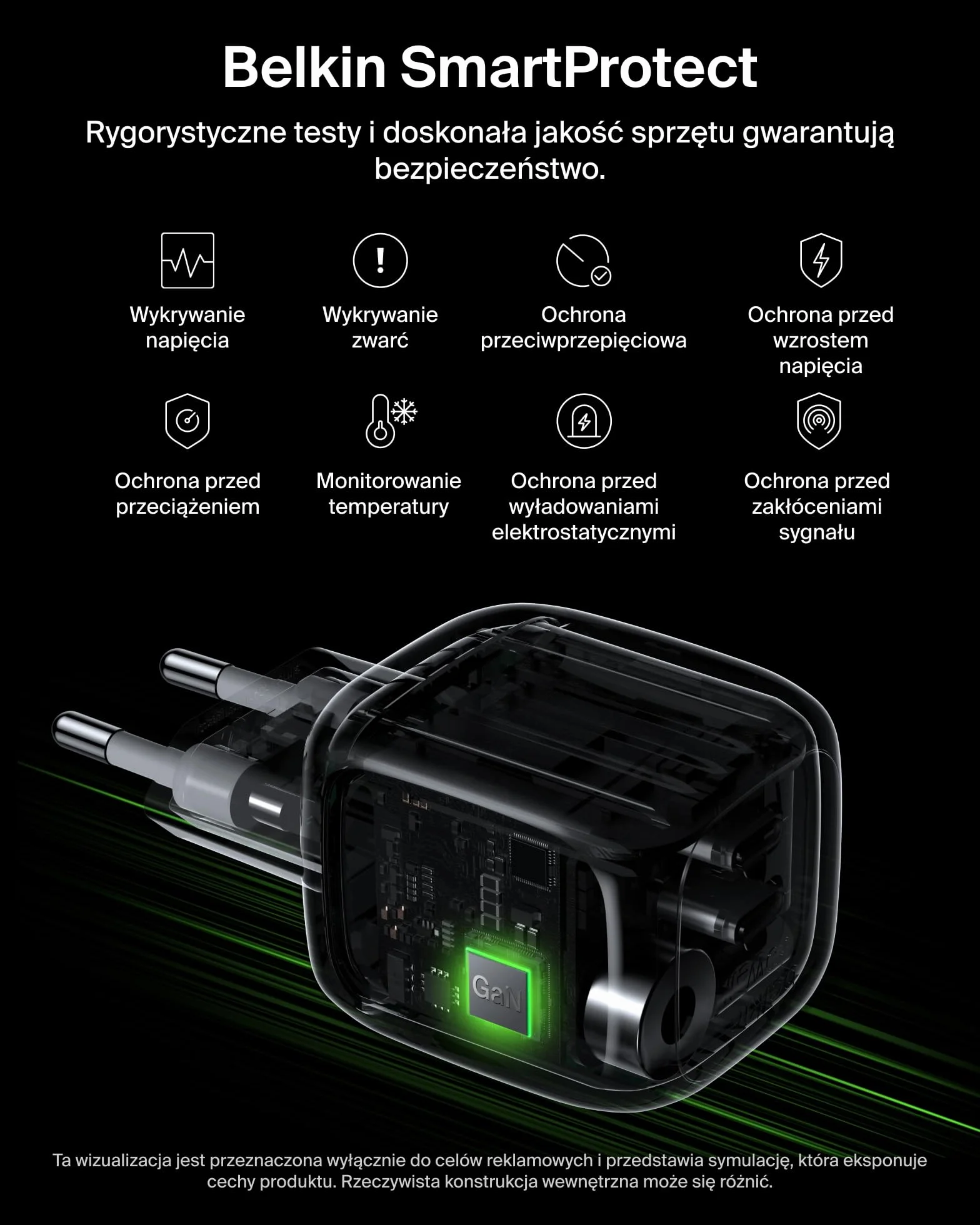 Belkin 2-portowa Ładowarka USB-C 50 W, Ładowarka GaN z 2 Portami USB-C, Szybkie Ładowanie Urządzeń MacBook, iPhone 17, iPad Pro, Chromebook, Galaxy S25 Ultra, Pixel 10 – Akcesoria Podróżne – Biała