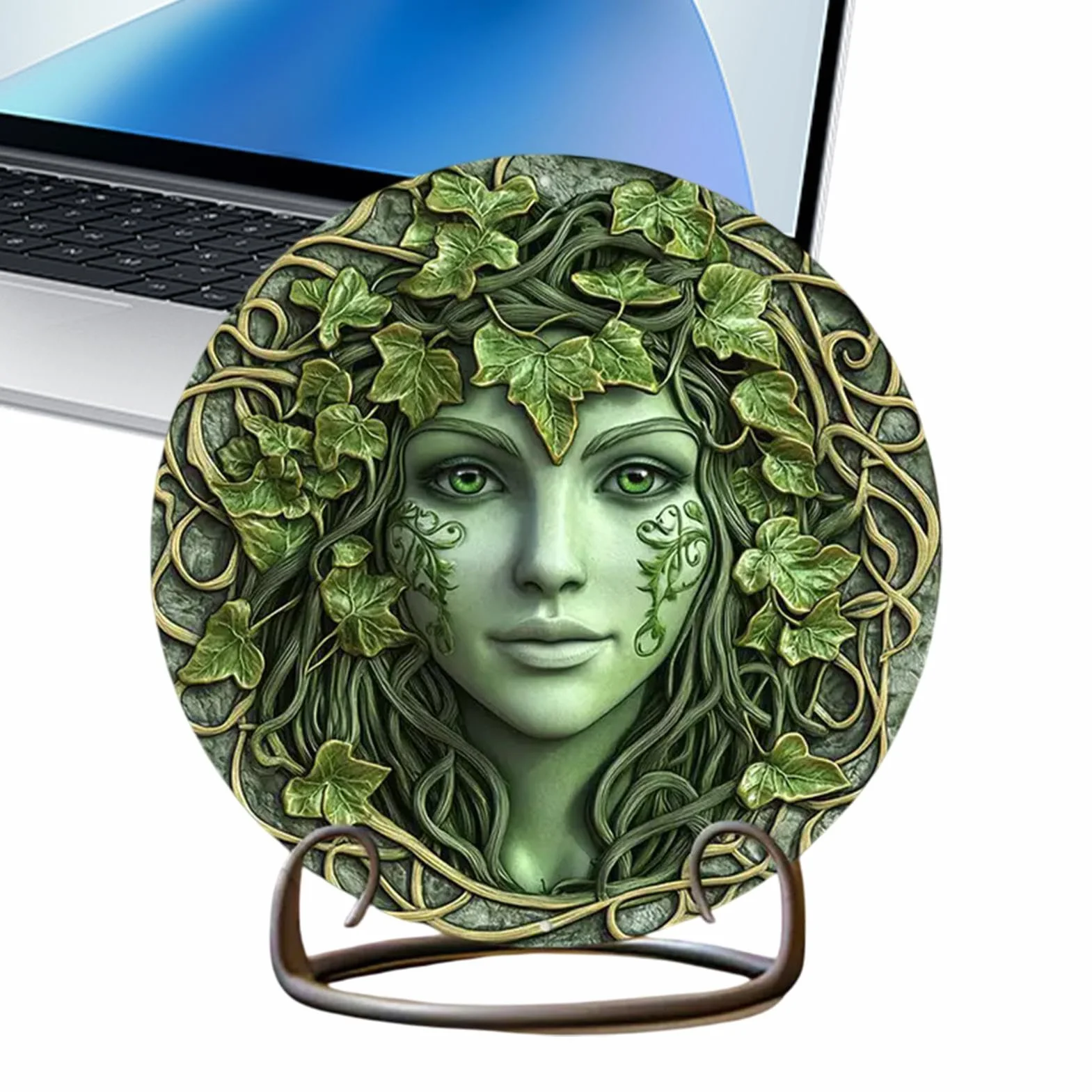 Goddess Tree Lady Decor, Wooden Retro Statue 9.06x9.06in Lightweight Wooden Mythical, Vines Design Living Room, Fantasy Table Sculpture for Home Decoration