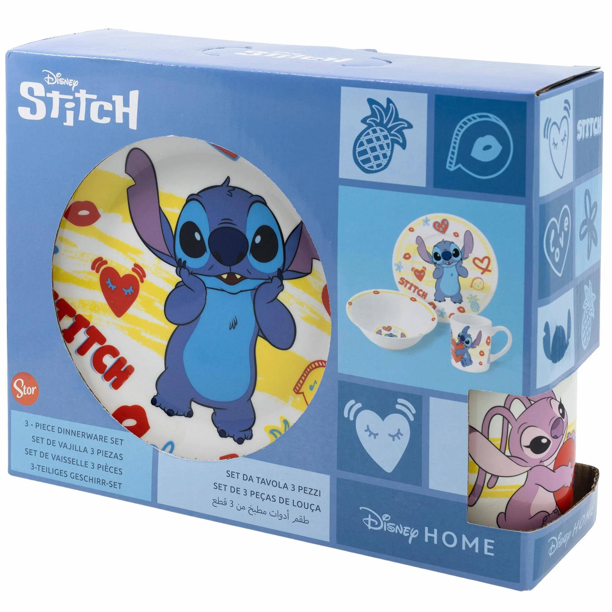 Stitch Kids ceramiczny zestaw obiadowy talerz miska kubek w pudełku prezentowym