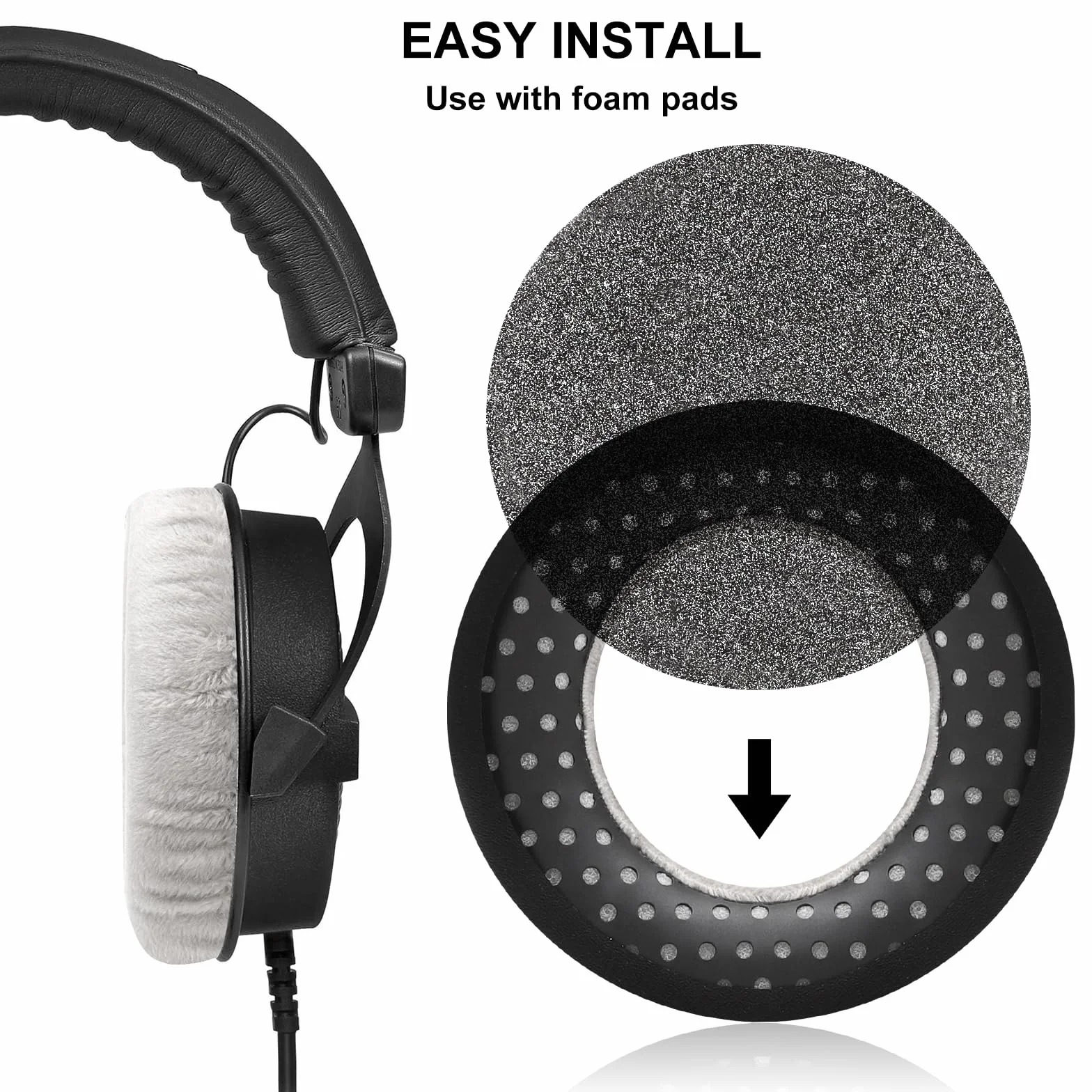 Zamienne nauszniki do Beyerdynamic DT 770 Pro, DT 990 Pro, miękkie welurowe wymienne nauszniki kompatybilne ze słuchawkami BeyerdynamicDT990 / DT880 / DT770 PRO, szare