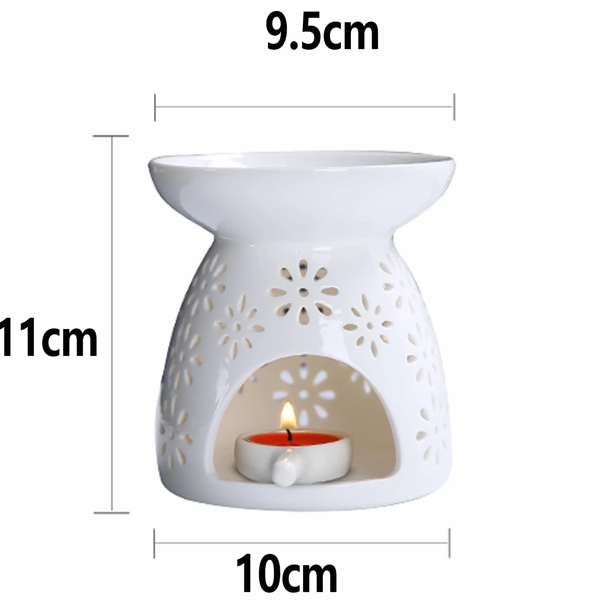 Ceramiczna lampa zapachowa do aromatu, palnik olejkowy ze świecznikiem, biały mały uchwyt na świecę