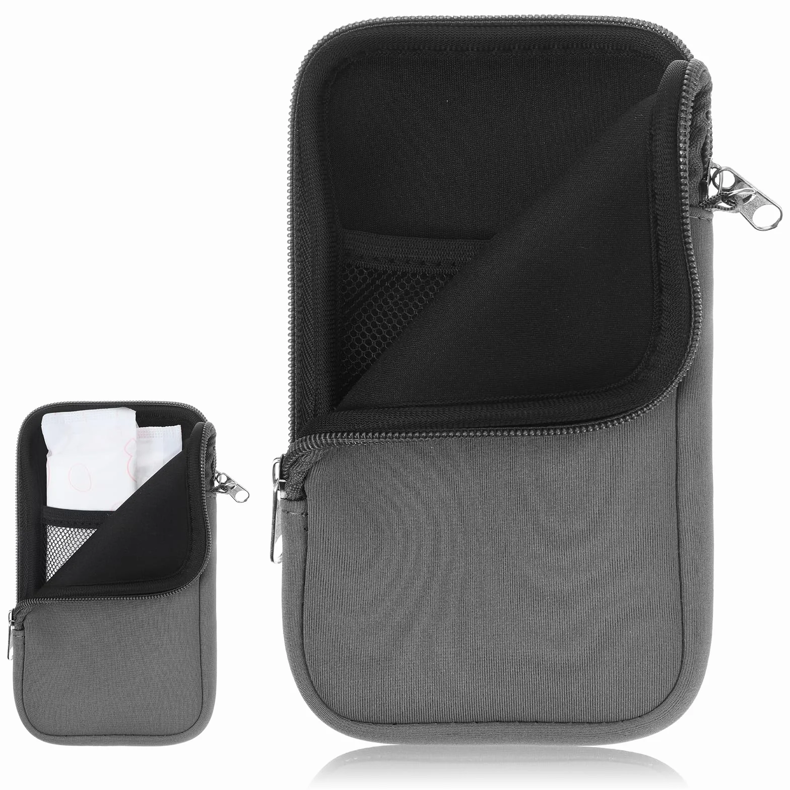 Prasacco Etui na telefon komórkowy z neoprenu ze sznurkiem do ściągania, uniwersalne etui na telefon komórkowy, proste etui na smartfon do 18,5 cm karty pieniężne (szare)