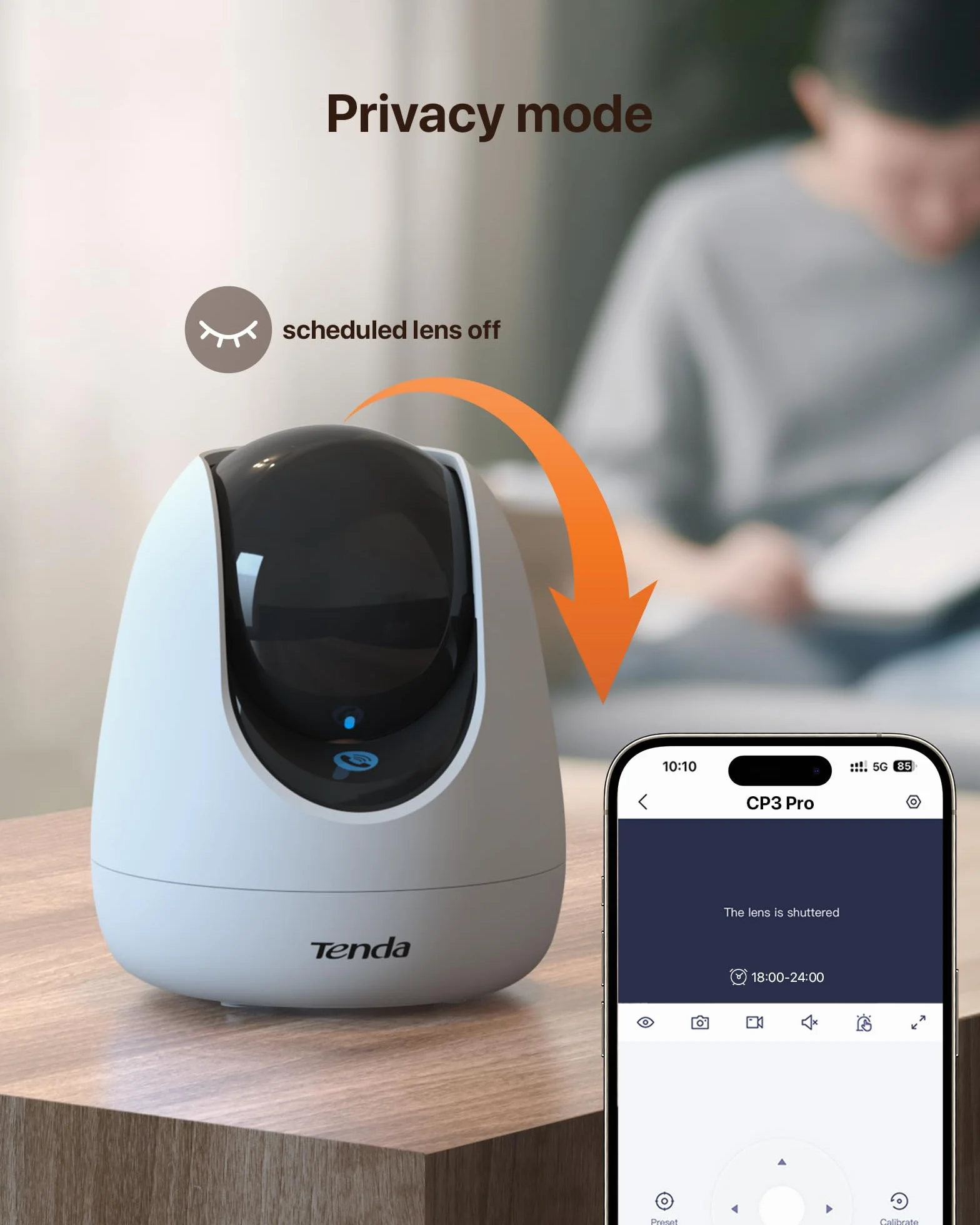 Kamera bezpieczeństwa wewnętrzna Tenda CP3 Pro V1.1, kamera 2K Wi-Fi z dwukierunkowym dźwiękiem, widzenie nocne, śledzenie osób, połączenia jednym kliknięciem, alarmy i powiadomienia push