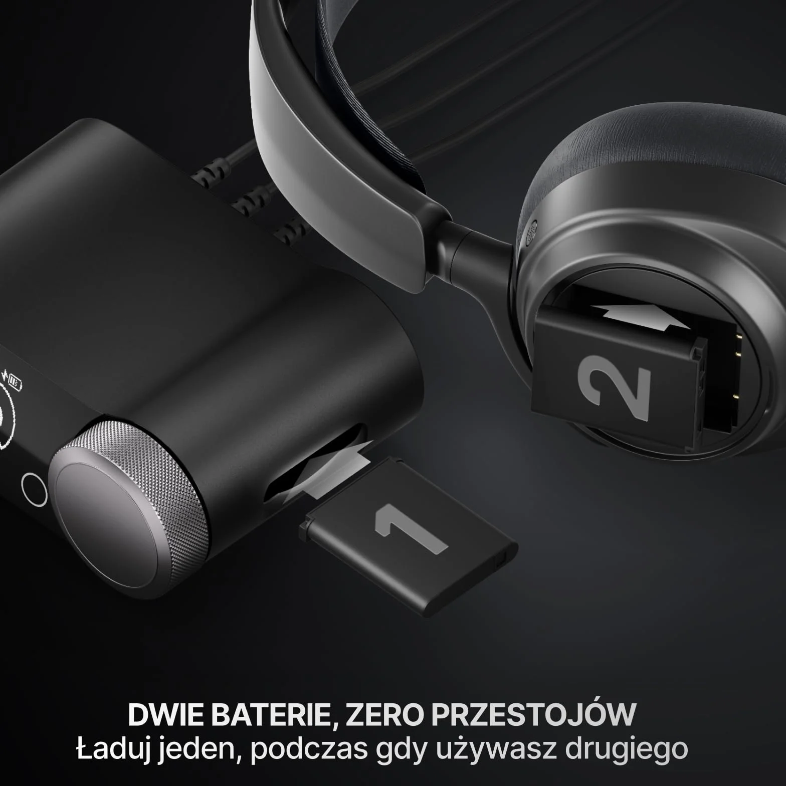 SteelSeries Arctis Nova Pro Omni – Bezprzewodowy dźwięk Hi‑Res, 96kHz/24bit, ANC, mikrofon ClearCast Pro, redukcja szumów AI, aplikacja mobilna, Mix 2,4GHz + BT, OmniPlay PC+PlayStation+Xbox – Grafit