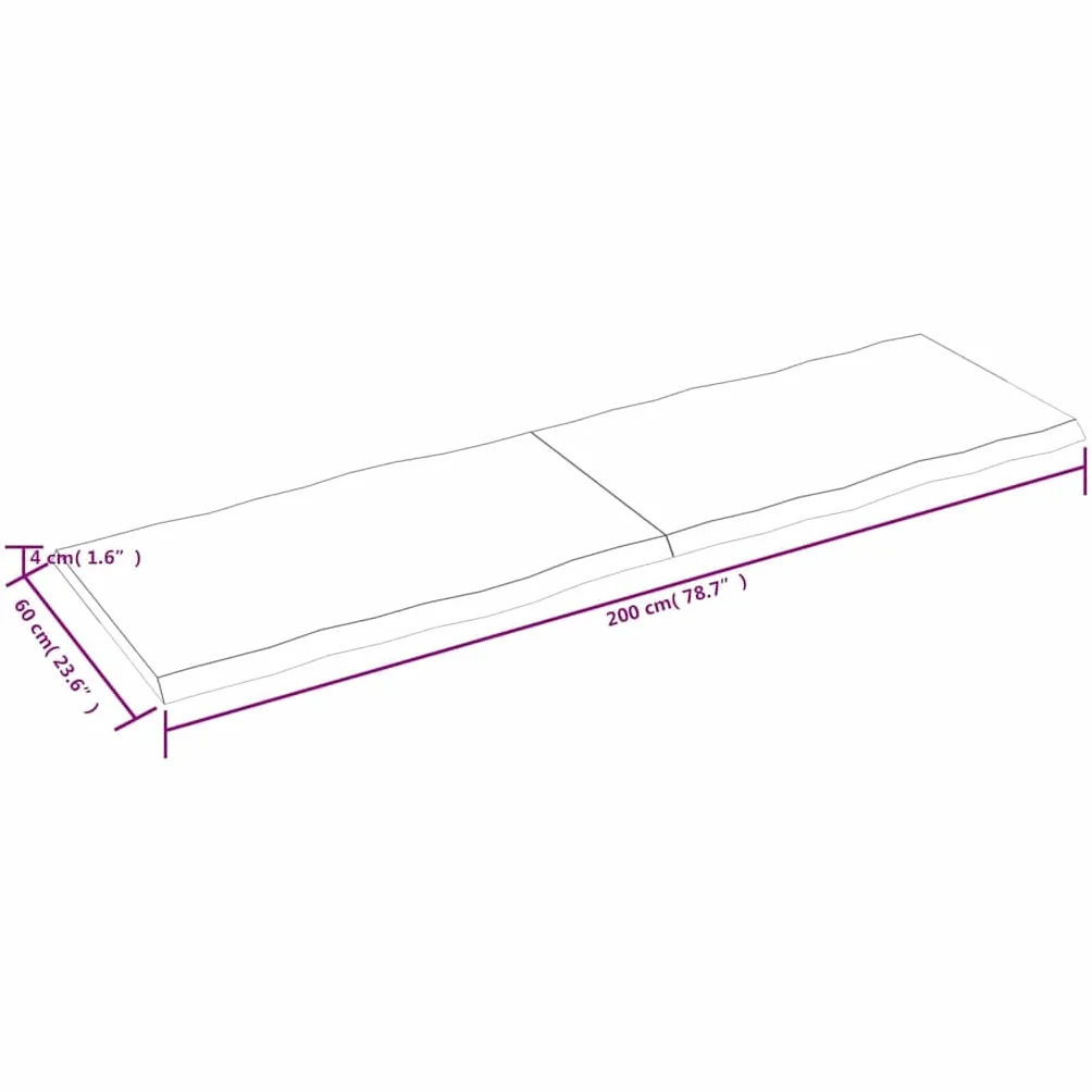 vidaXL Blat drewniany jasnobrązowy 200x60x(2-4) cm naturalną krawędzią