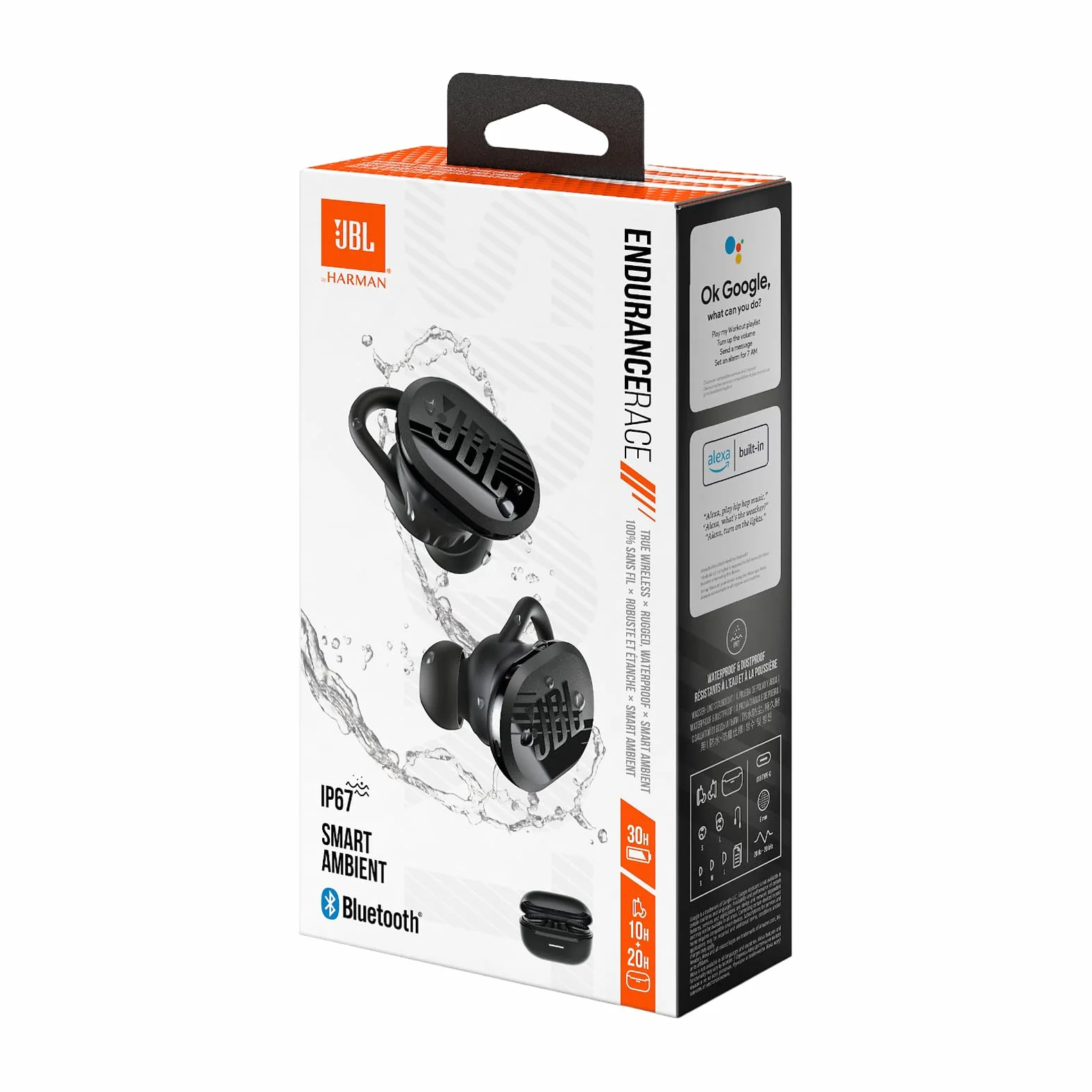 JBL Endurance Race 2 Bezprzewodowe Słuchawki Douszne Bluetooth, 48 H Odtwarzania Muzyki, Odoodporność IP68, Redukcja Szumów, Dźwięk JBL Pure Bass, Smart Ambient, Tryb sportowy, Czarne