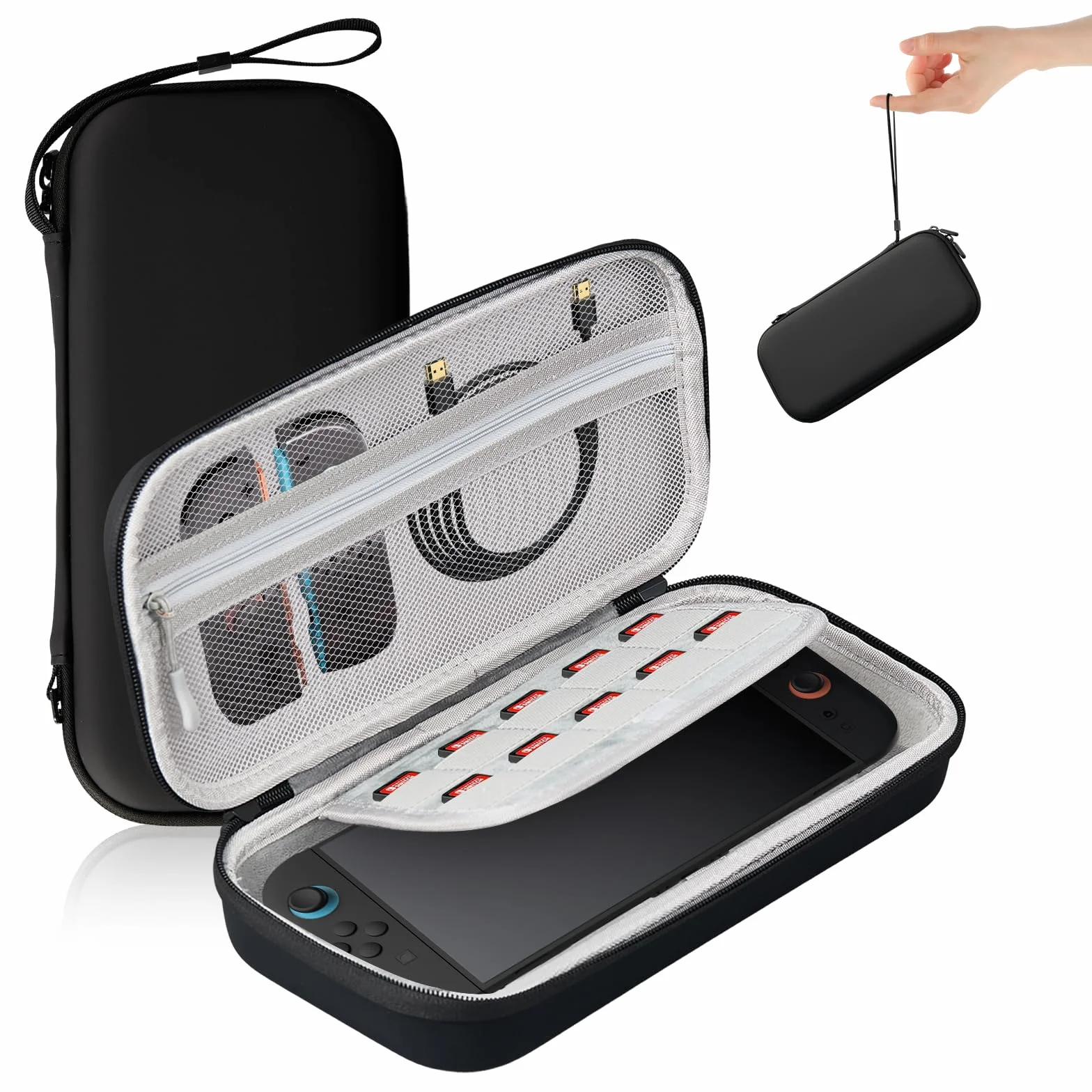 AriKroii Torba do przenoszenia Nintendo Switch 2, twarda obudowa ochronna z 12 kartridżami, kieszeniami na akcesoria