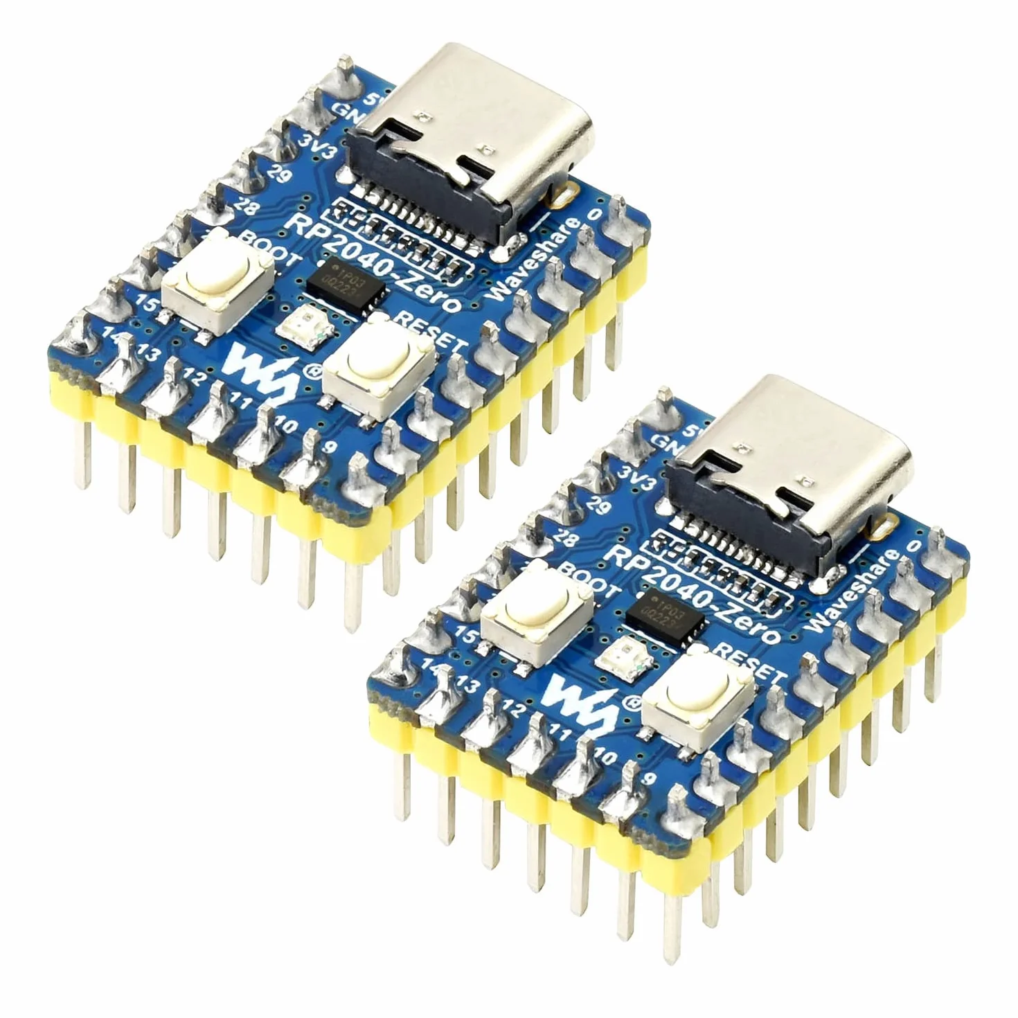 Waveshare RP2040-Zero with Pre-soldered Header(2pcs), High-Performance Pico-Like MCU Board Based on Raspberry Pi Microcontroller RP2040 Castellated Module Allows Soldering Direct to Carrier Boards